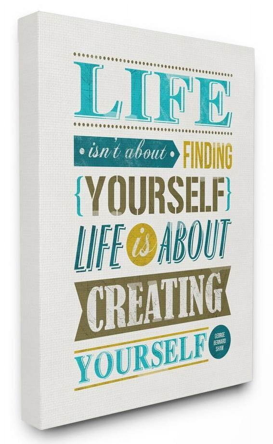 Stupell Industries Creating Yourself Inspirational Blue Yellow Word Design Canvas Wall Art by Ester Kay
