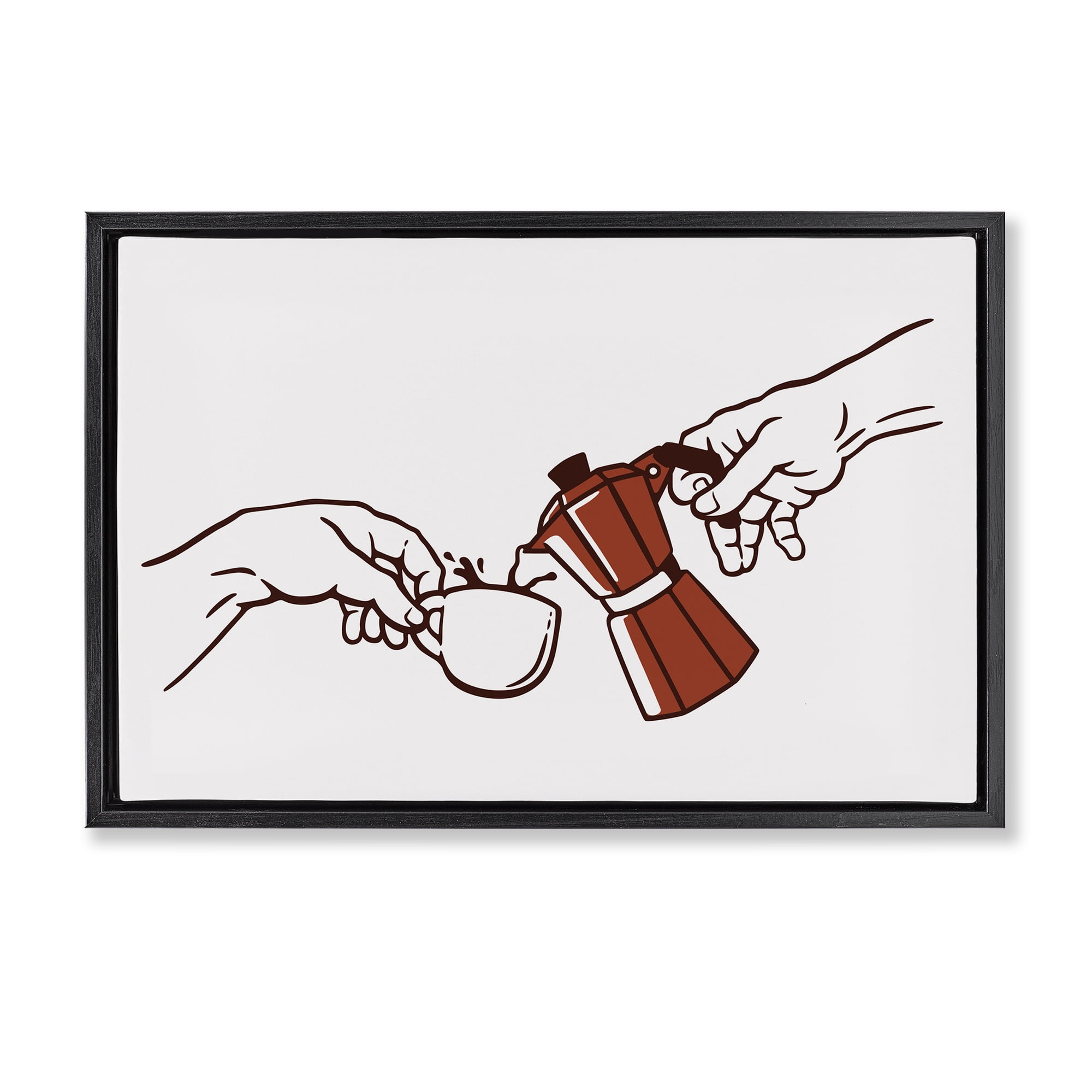 Stupell Industries Creation Of Coffee Classic Parody Black Framed Floater Canvas Wall Art, design by Tobe Fonseca