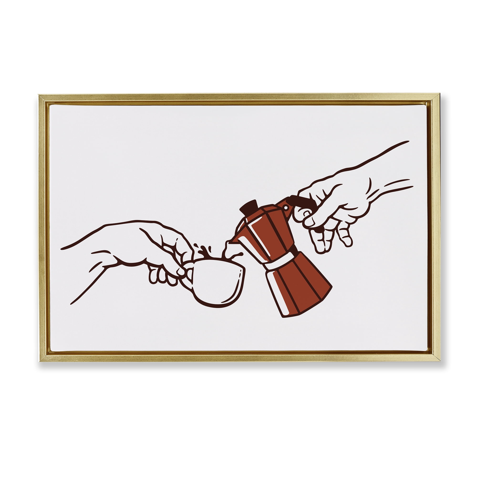 Stupell Industries Creation Of Coffee Classic Parody Gold Framed Floater Canvas Wall Art, design by Tobe Fonseca