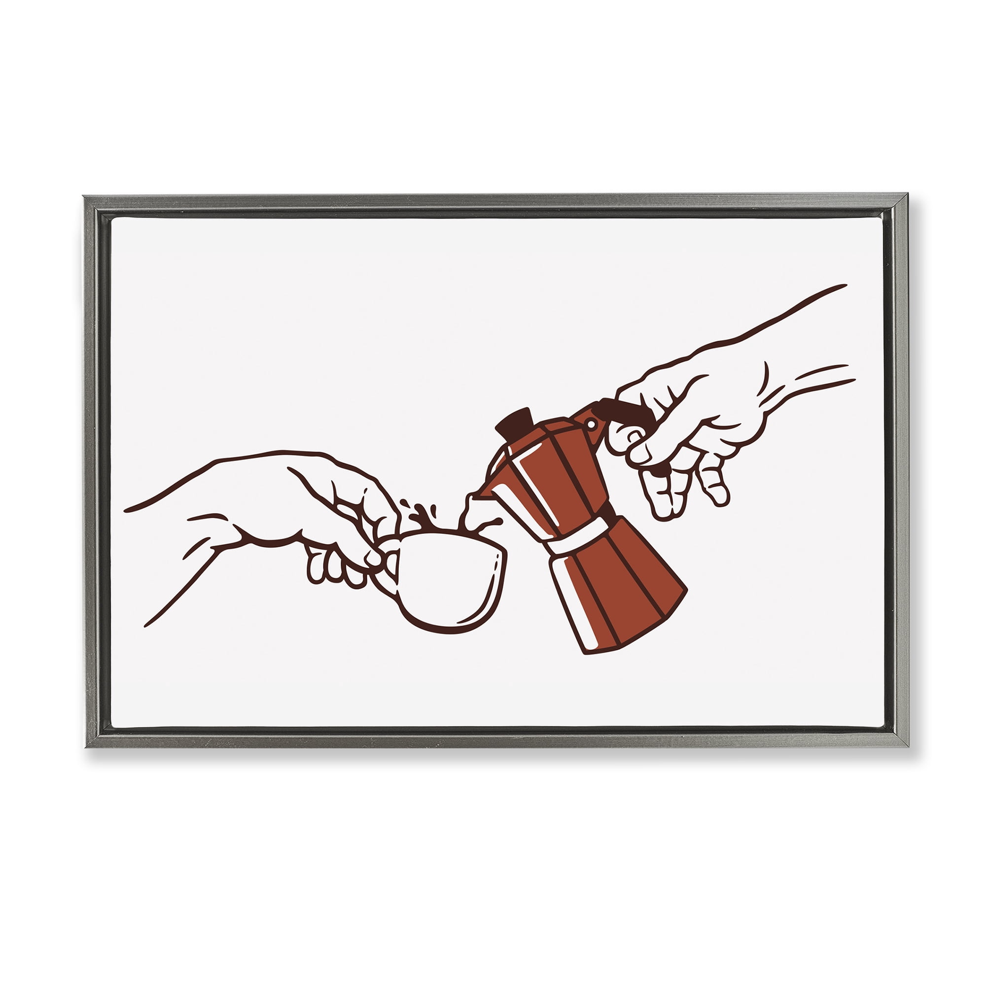 Stupell Industries Creation Of Coffee Classic Parody Gray Framed Floater Canvas Wall Art, design by Tobe Fonseca