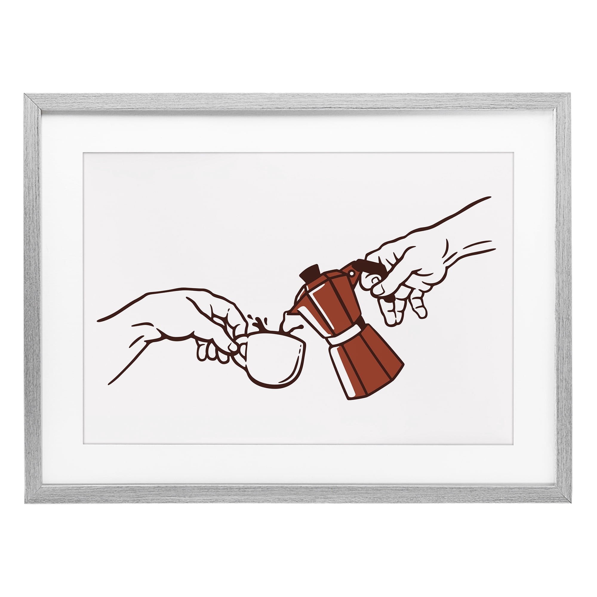 Stupell Industries Creation Of Coffee Classic Parody Gray Framed Print Under Glass, design by Tobe Fonseca