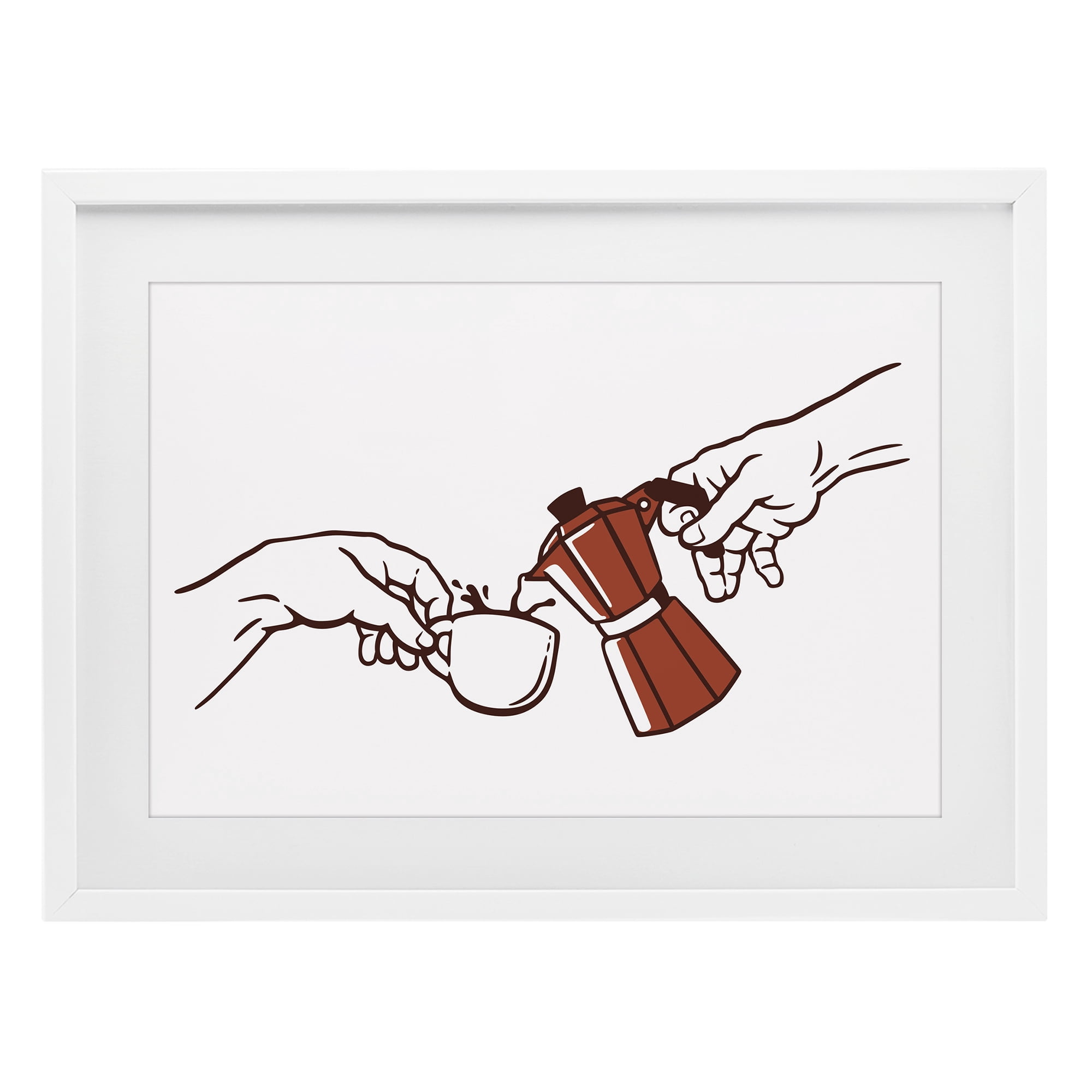 Stupell Industries Creation Of Coffee Classic Parody White Framed Print Under Glass, design by Tobe Fonseca