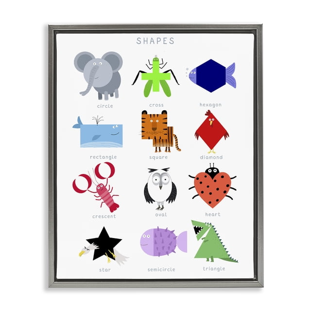 Stupell Industries Contemporary Creative Animal Shapes Chart Gray ...