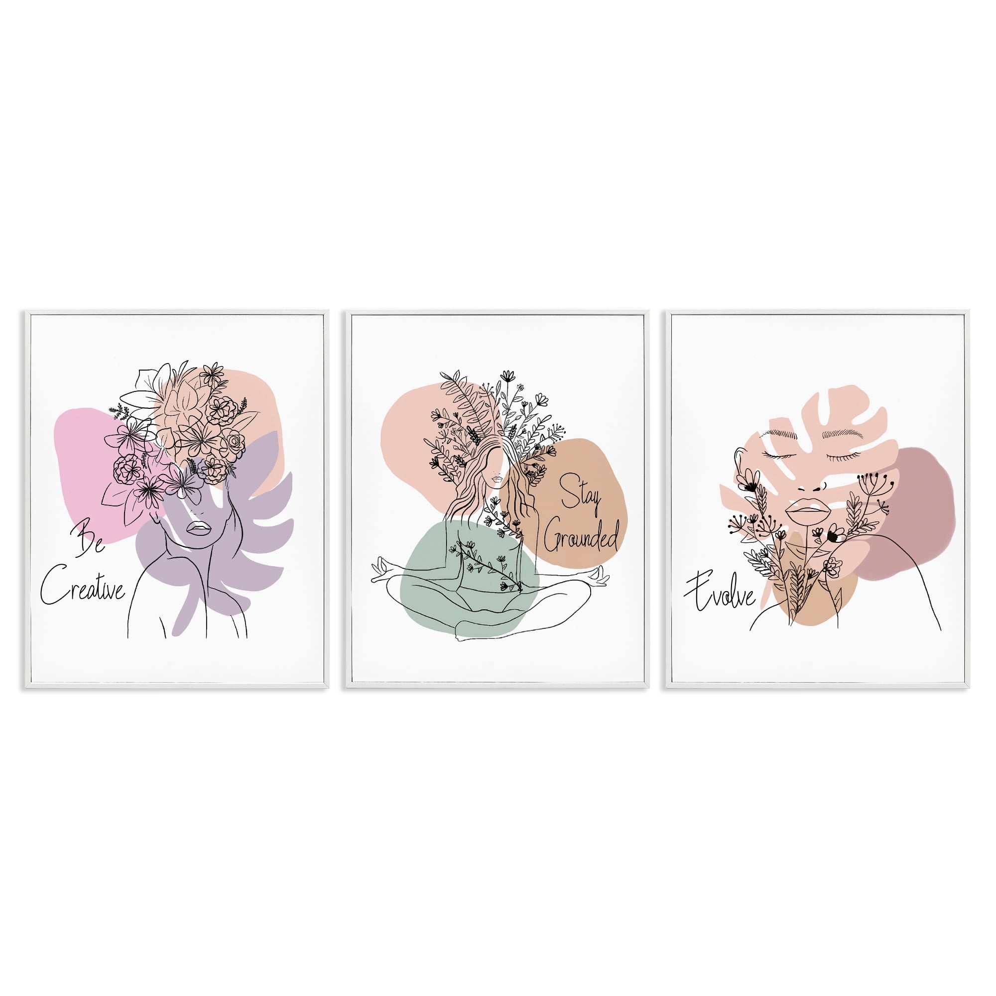 Stupell Industries Creative Inspirational Phrases People Painting White Framed Art Print Wall Art, 24 x 30, Set of 3