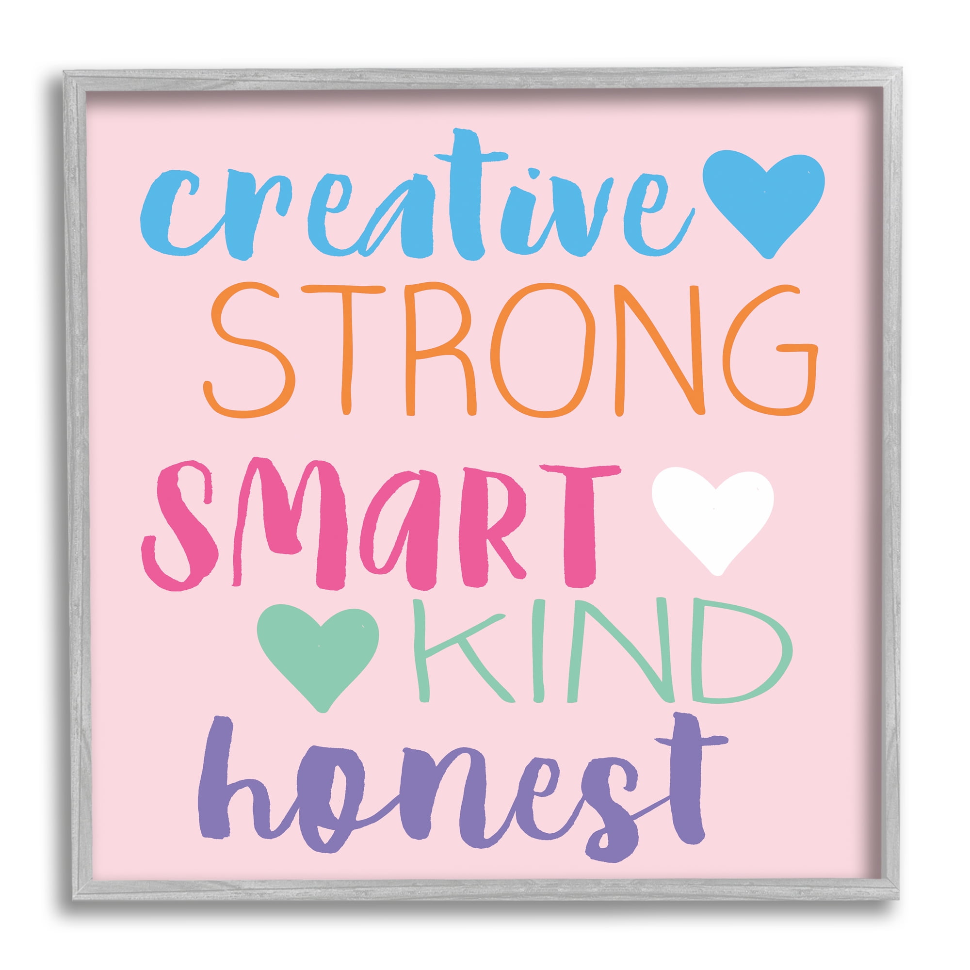 Stupell Industries Creative Strong Smart Confidence Inspirational Painting Gray Framed Art Print Wall Art