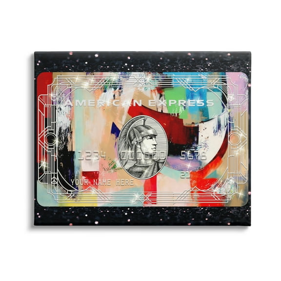 Stupell Industries Credit Card on Black Abstract Painting Gallery Wrapped Canvas Print Wall Art, 20 x 16