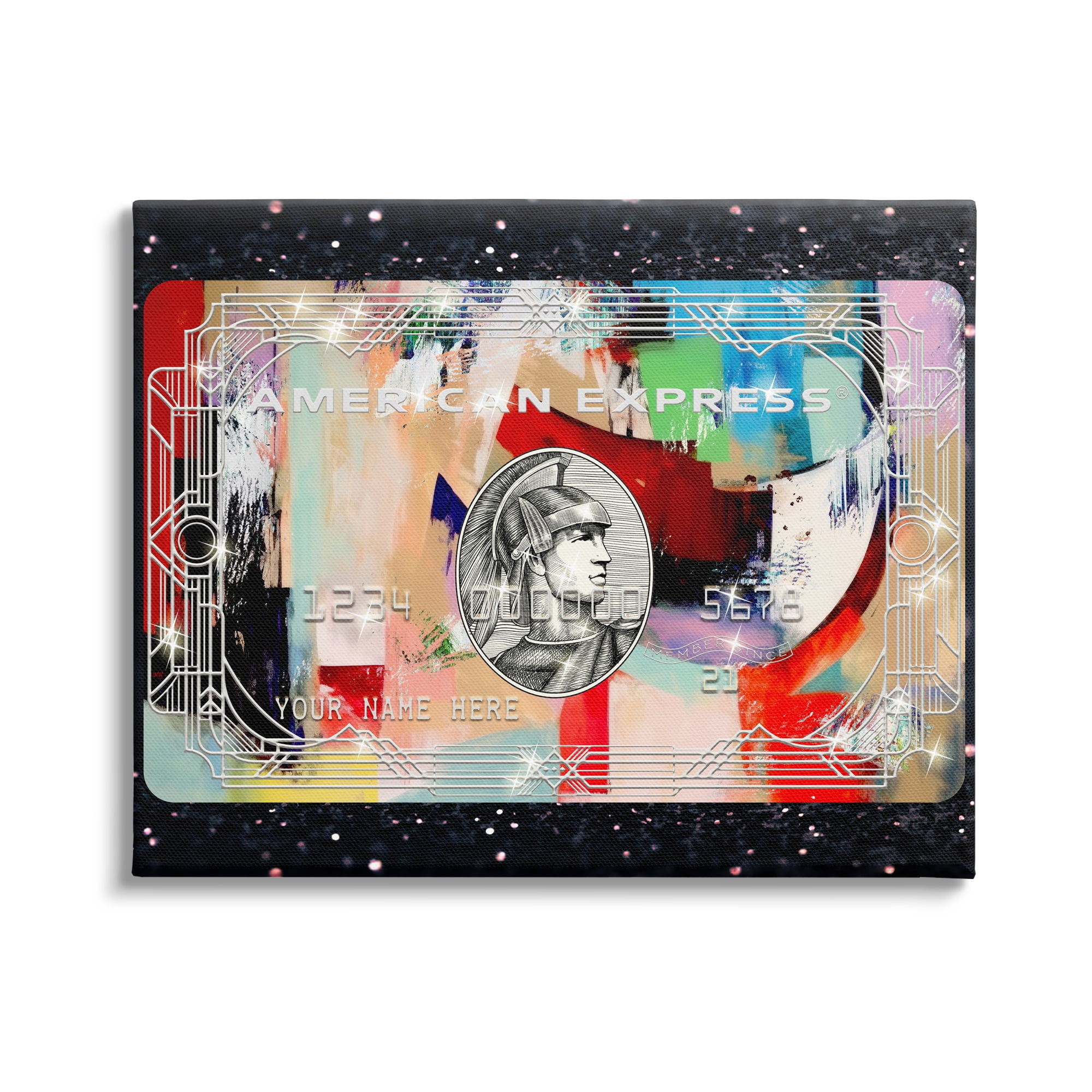 Stupell Industries Credit Card on Black Abstract Painting Gallery Wrapped Canvas Print Wall Art, 40 x 30