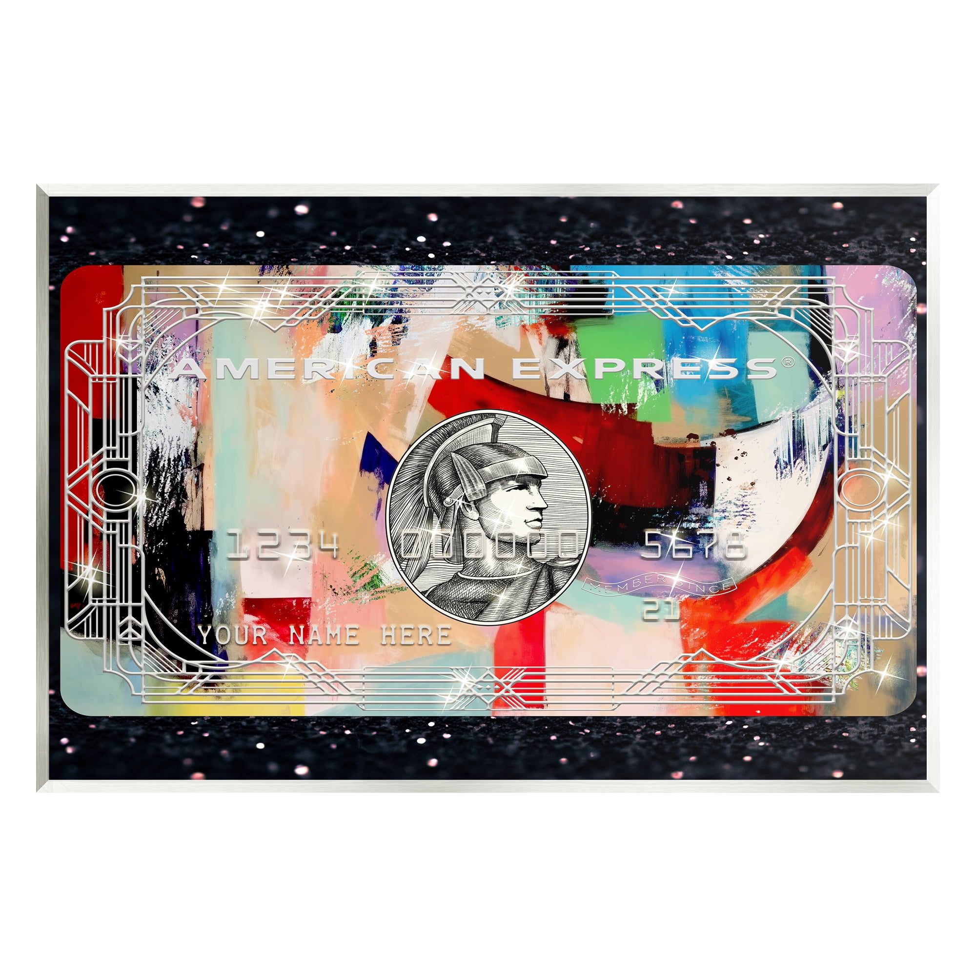 Stupell Industries Credit Card on Black Abstract Painting Unframed Art Print Wall Art, 19 x 13