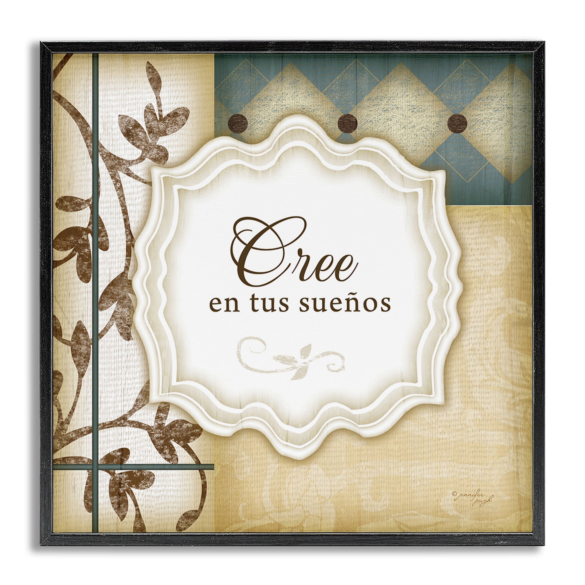 Stupell Industries Cree en tus Sueños Inspirational Quotes & Sayings Painting Gray Framed Art Print Wall Art, 24 x 24