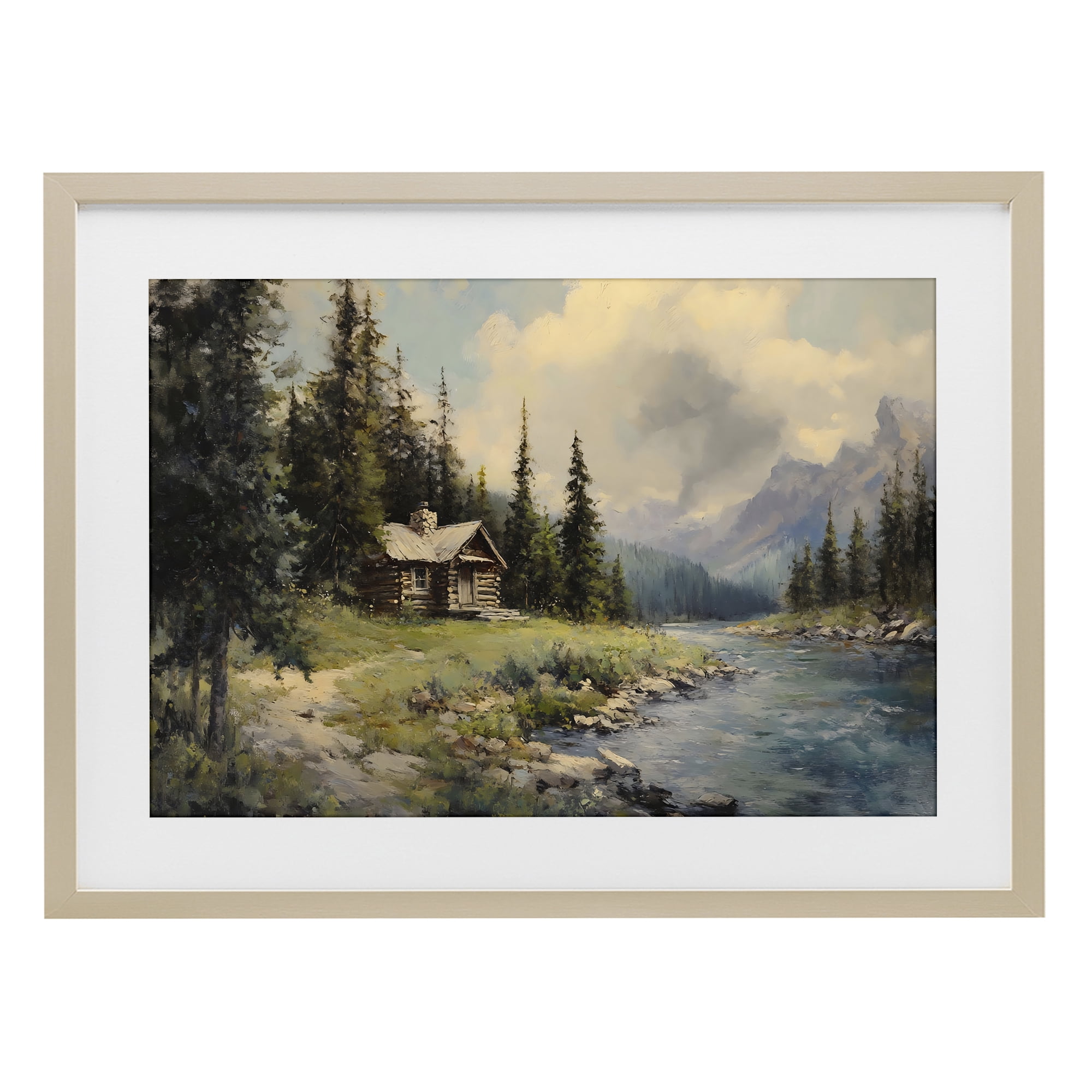 Stupell Industries Creek Cabin Riverside Retreat Birch Framed Print Under Glass, design by Franklyn Gregory