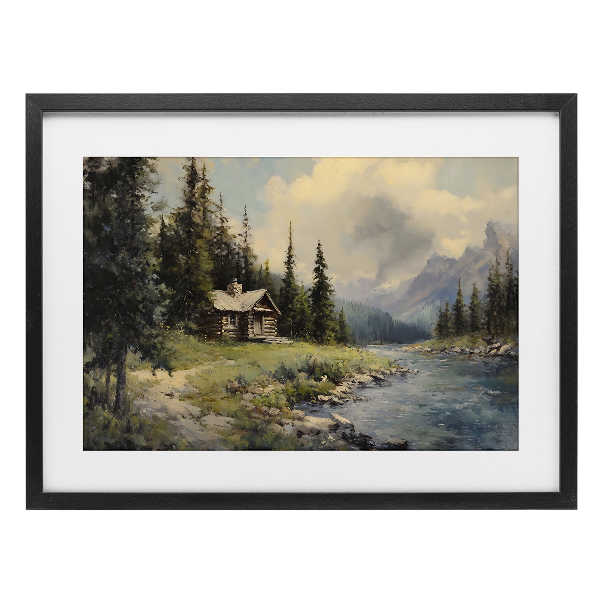 Stupell Industries Creek Cabin Riverside Retreat Black Framed Print Under Glass, design by Franklyn Gregory