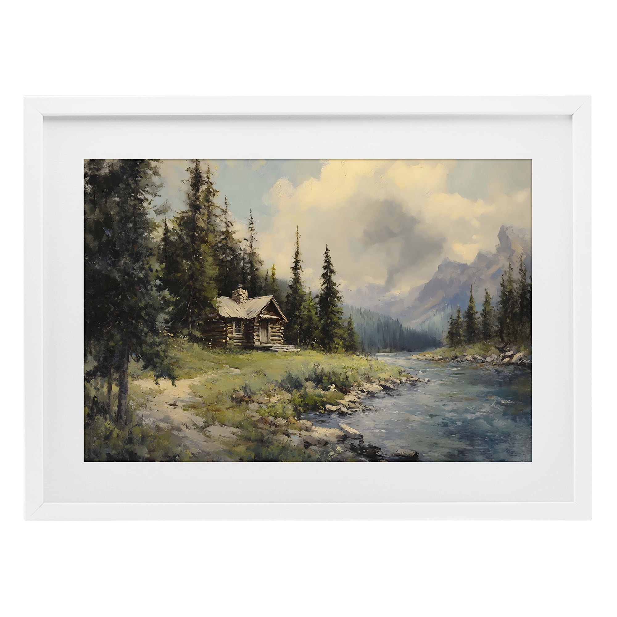 Stupell Industries Creek Cabin Riverside Retreat White Framed Print Under Glass, design by Franklyn Gregory