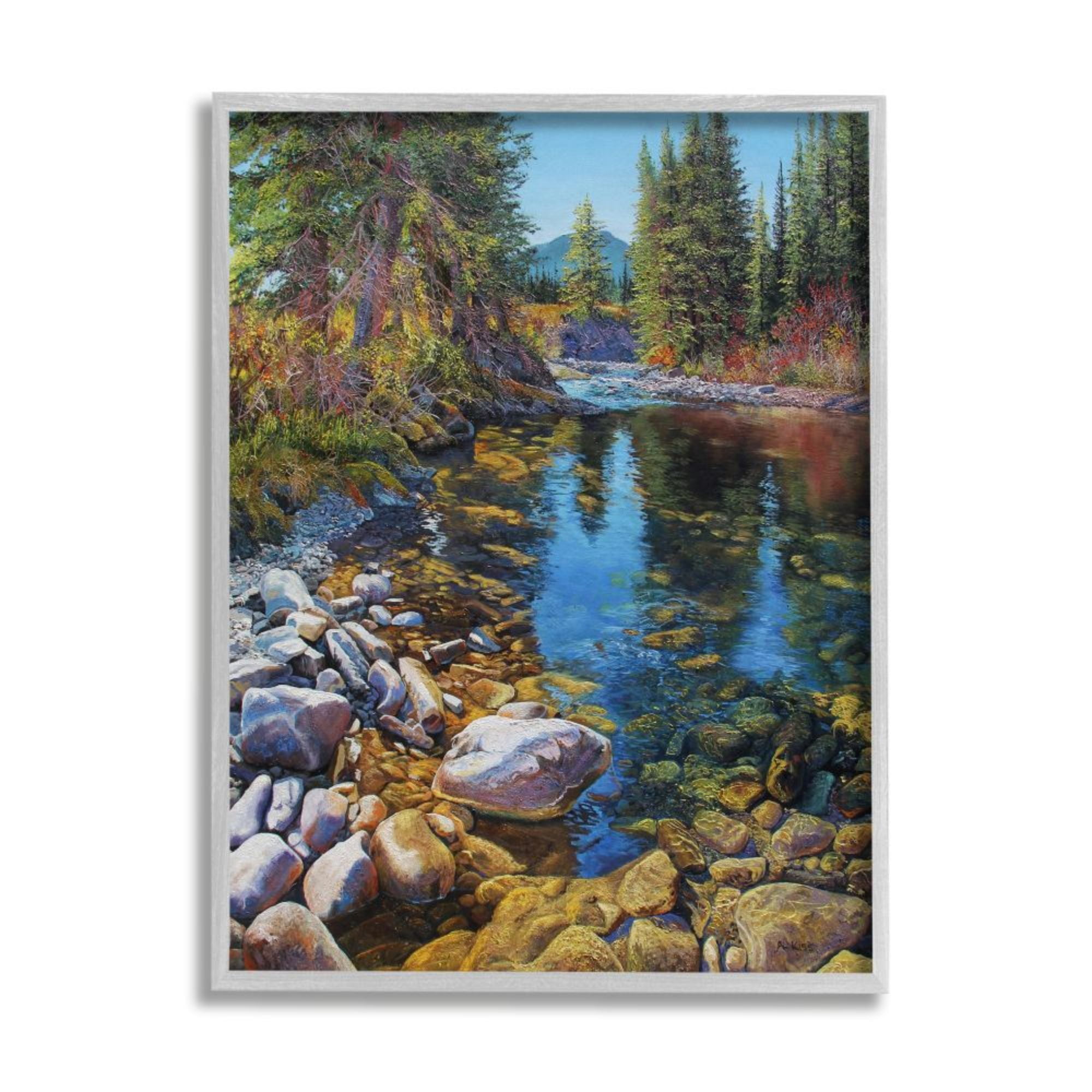 Stupell Industries Creek Landscape with Stones Pine Tree Forest Design by Andrew Kiss