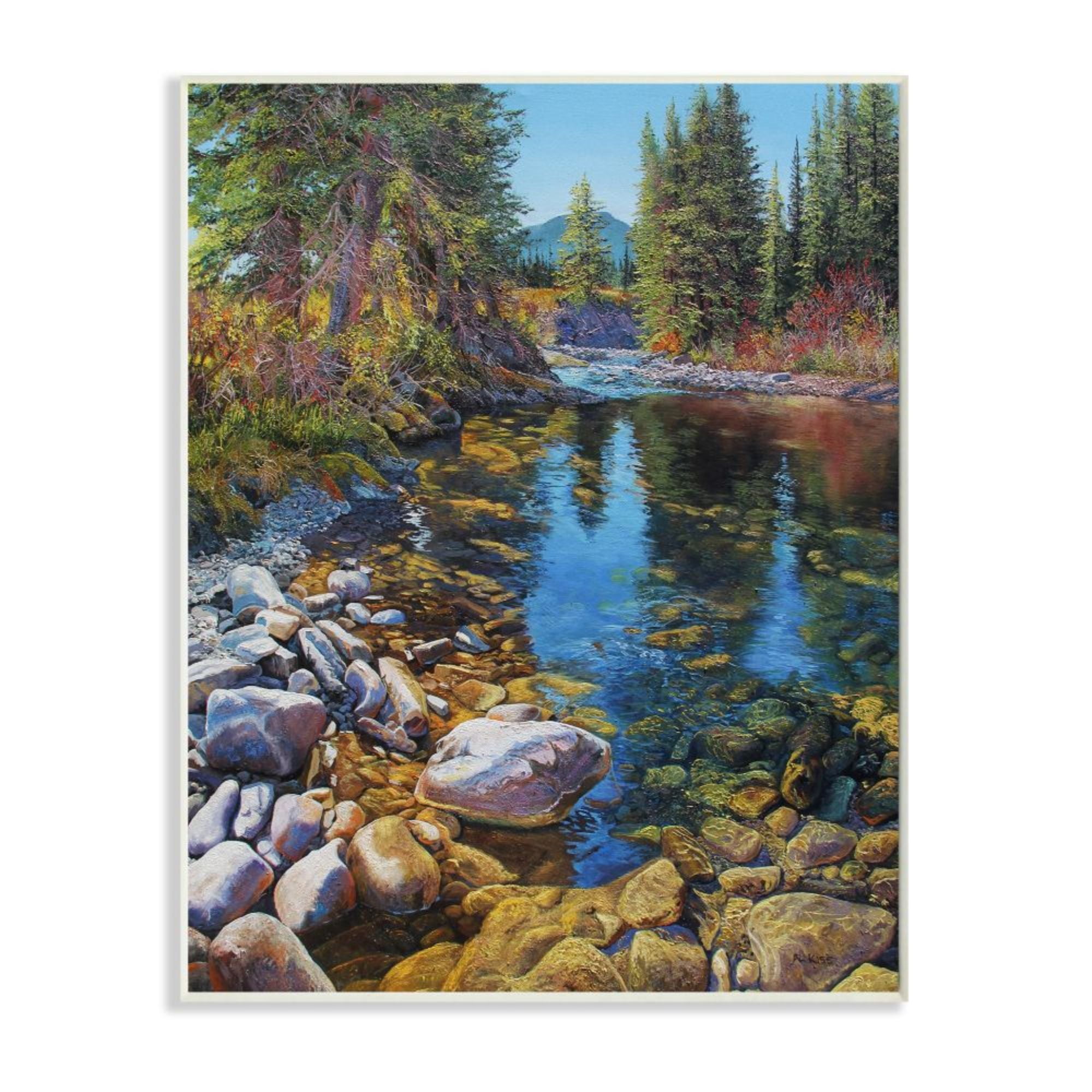 Stupell Industries Creek Landscape with Stones Pine Tree Forest Design by Andrew Kiss