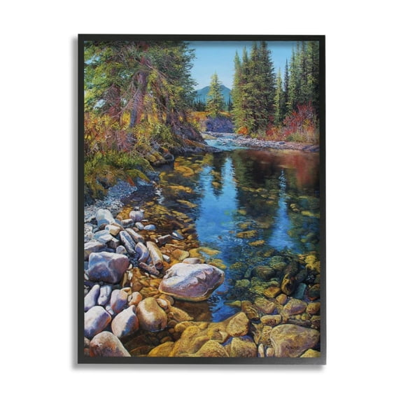 Stupell Industries Creek Landscape with Stones Pine Tree Forest Design by Andrew Kiss