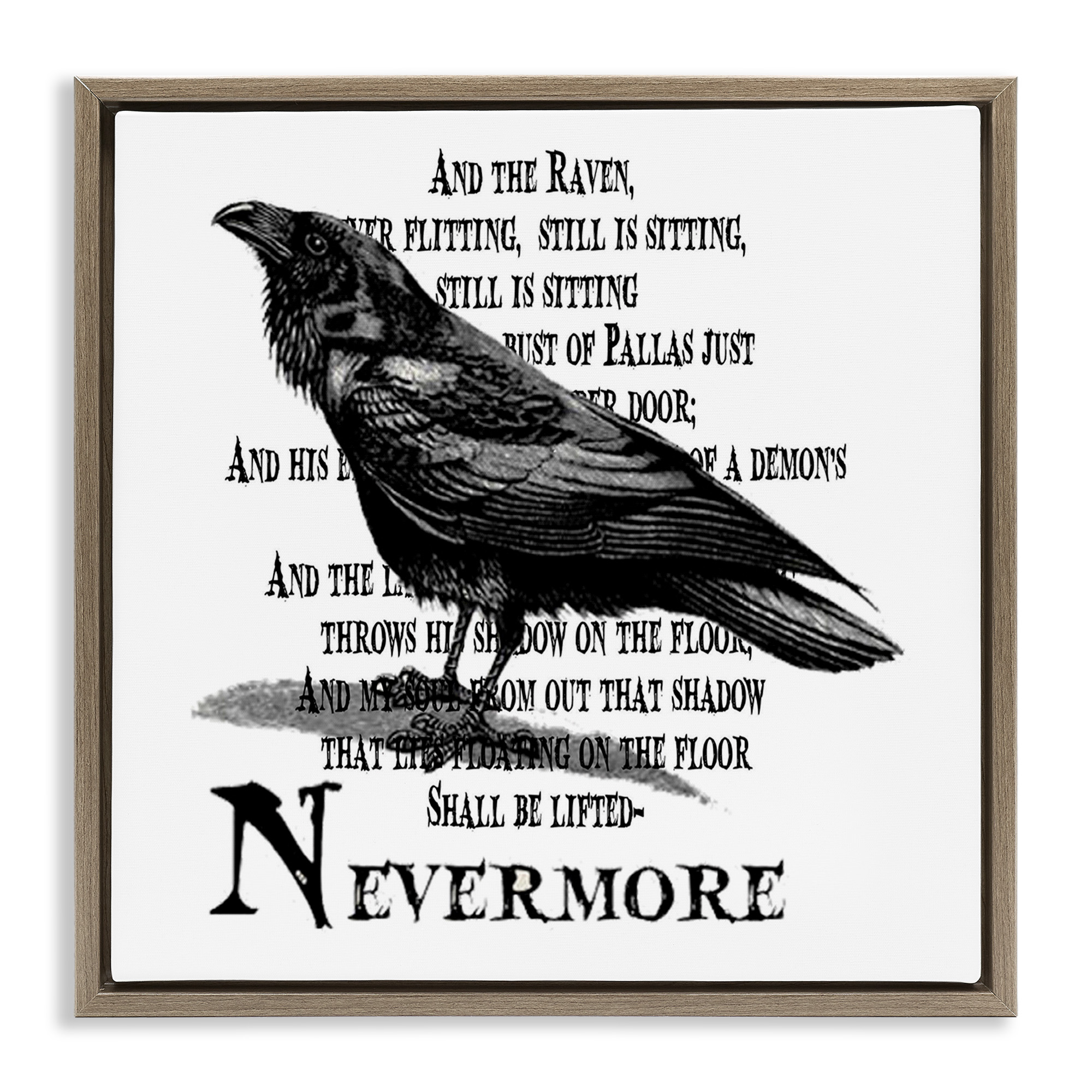 Stupell Industries Creepy Halloween Black Crow Raven Animals & Insects Painting Brown Floater Framed Canvas Art Print Wall Art, 18 x 18