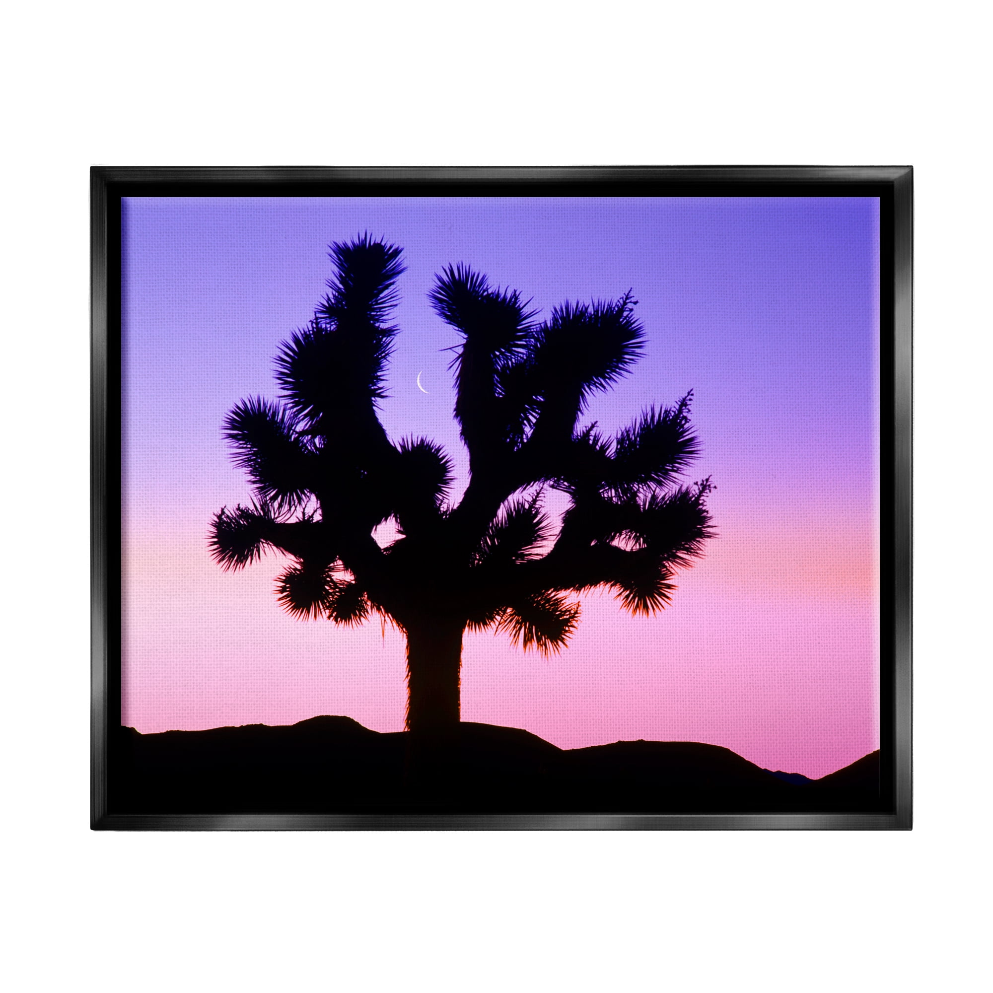 Stupell Industries Crescent Moon Tree Silhouette Landscape Photography Black Floater Framed Art Print Wall Art