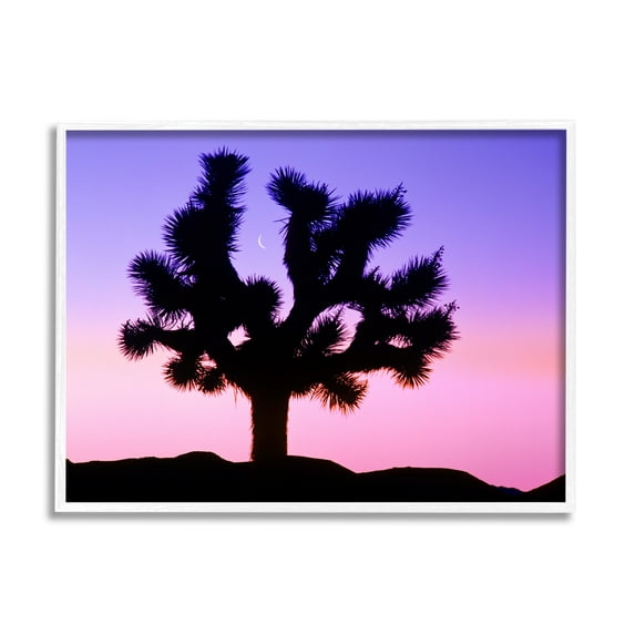 Stupell Industries Crescent Moon Tree Silhouette Landscape Photography White Framed Art Print Wall Art