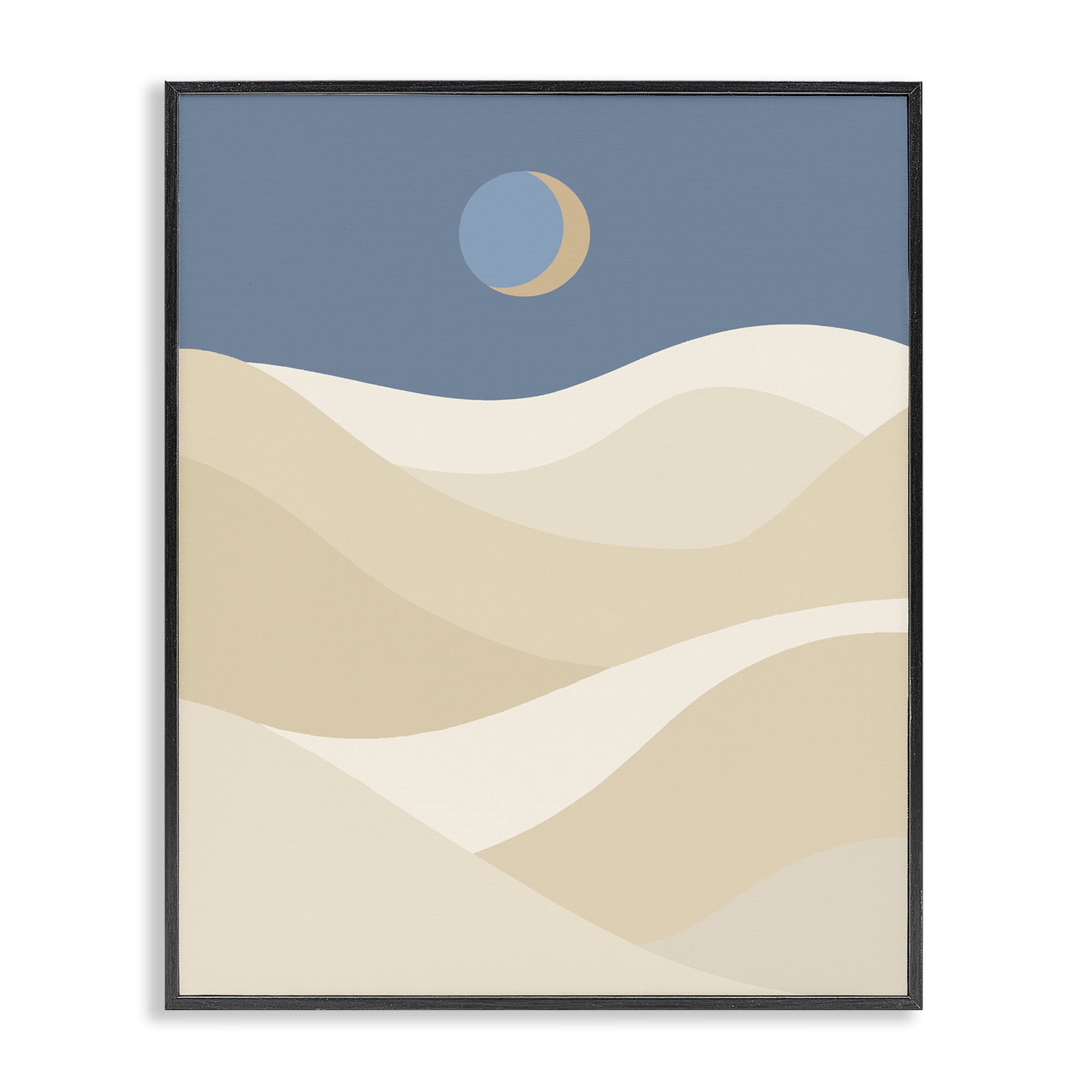 Stupell Industries Crescent Moon over Dunes Landscape & Nature Painting Black Framed Art Print Wall Art, 16 x 20