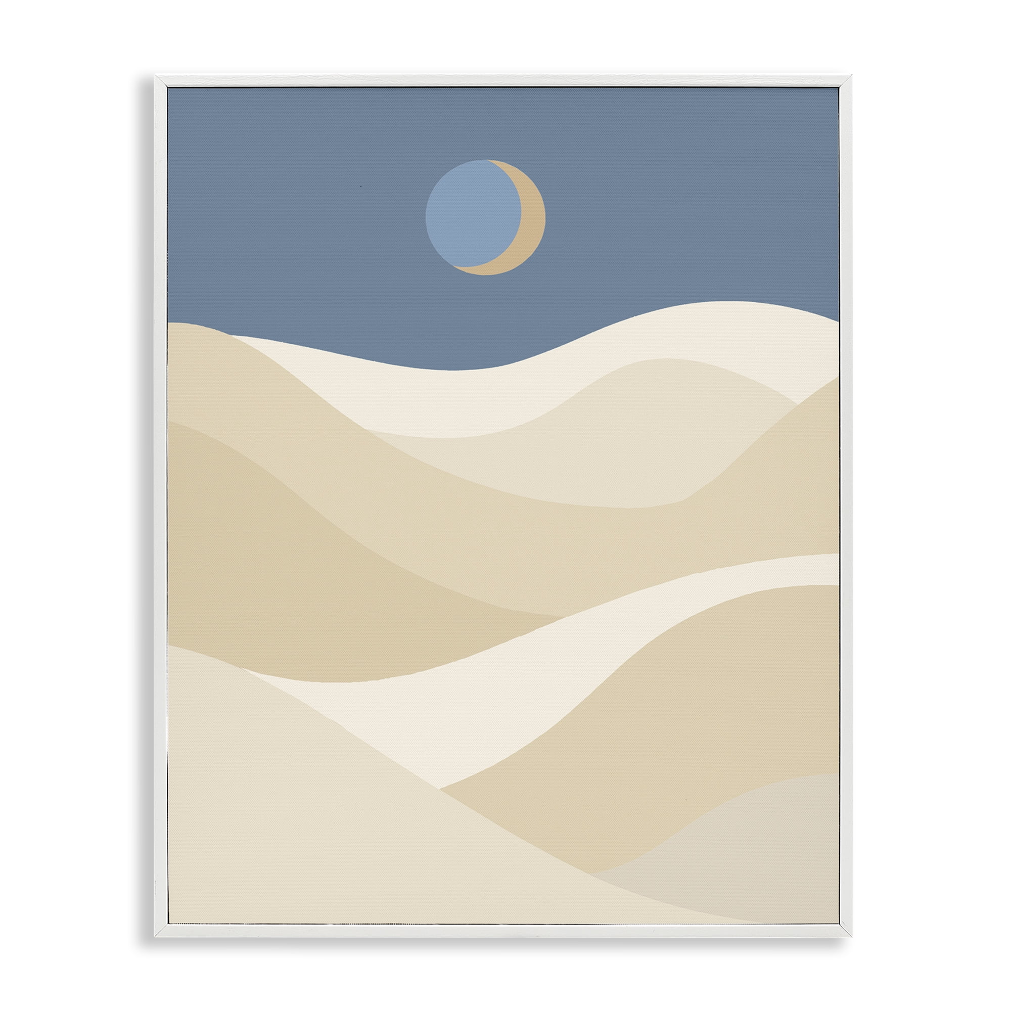 Stupell Industries Crescent Moon over Dunes Landscape & Nature Painting White Framed Art Print Wall Art, 11 x 14
