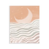 Stupell Industries Crescent Moon over Sea Landscape & Nature Painting Unframed Art Print Wall Art, 11 x 14