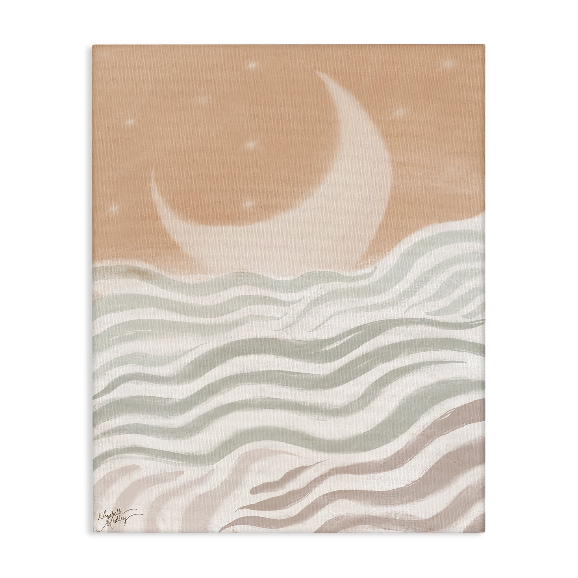 Stupell Industries Crescent Moon over Sea Landscape & Nature Painting Wrapped Canvas Art Print Wall Art, 30 x 40