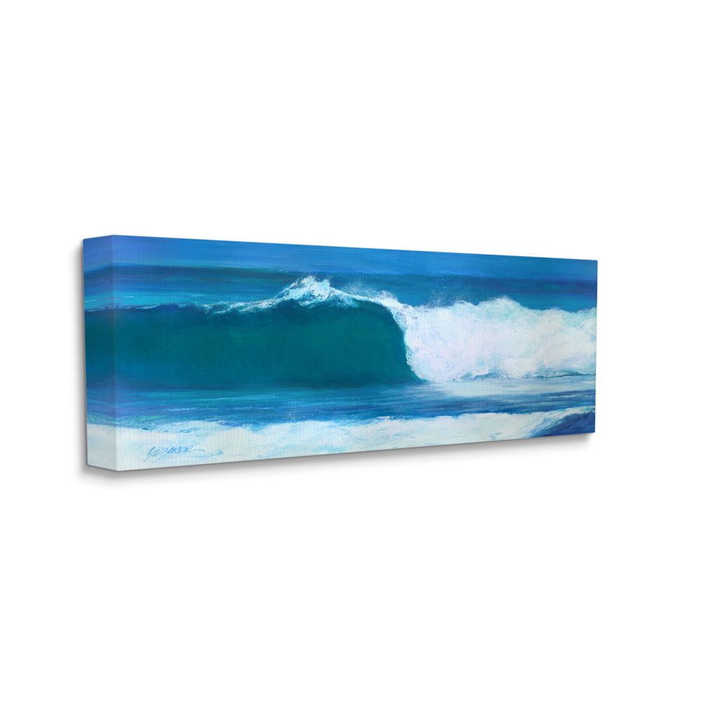 Stupell Industries Crested Beach Barrel Wave Blue Green Tide Canvas Wall Art Design by Suzanne Wilkins, 17" x 40"