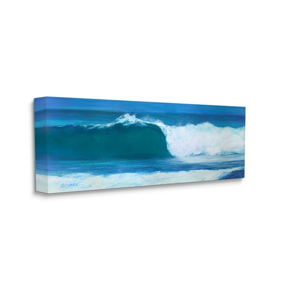 Stupell Industries Crested Beach Barrel Wave Blue Green Tide Nature Painting Gallery Wrapped Canvas Art Print Wall Art, 10 x 24