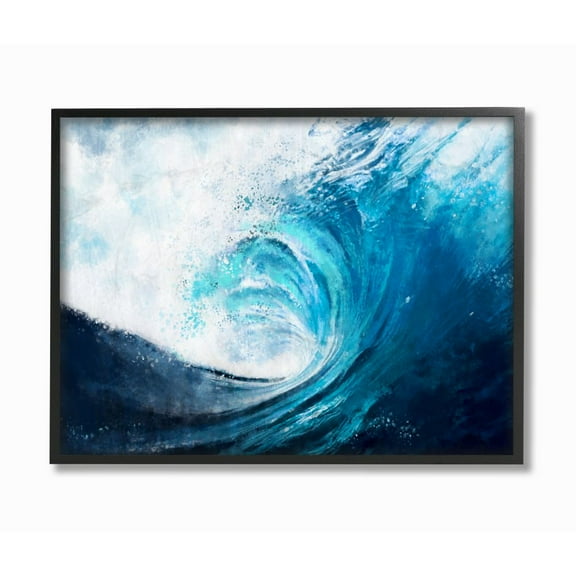 Stupell Industries Cresting Ocean Wave Blue Beach Painting Black Framed Wall Art, 16 x 20, byZiwei Li