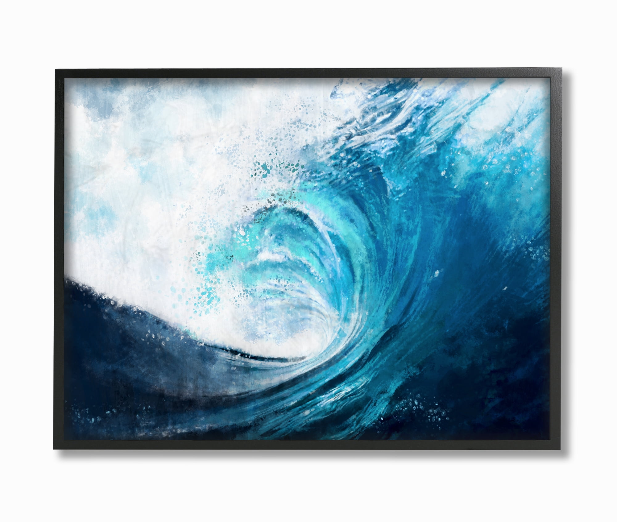 Stupell Industries Cresting Ocean Wave Blue Beach Painting Black Framed Wall Art, 24 x 30, byZiwei Li