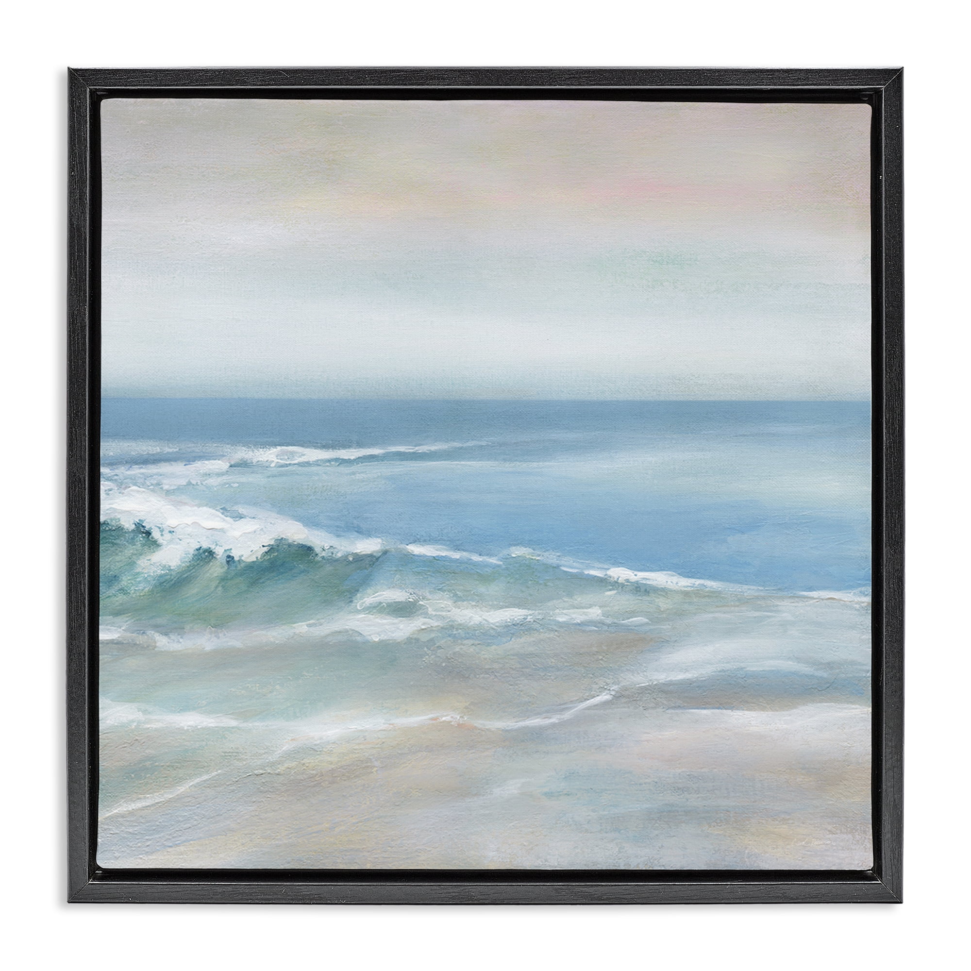 Stupell Industries Cresting Waves Near Shore Nautical & Beach Painting Black Floater Framed Canvas Art Print Wall Art, 18 x 18