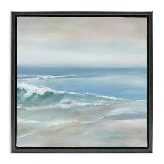 Stupell Industries Cresting Waves Near Shore Nautical & Beach Painting Black Floater Framed Canvas Art Print Wall Art, 18 x 18