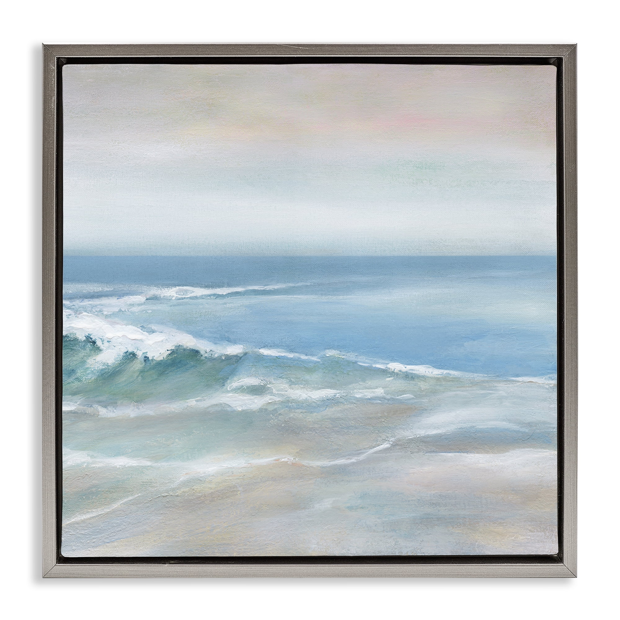 Stupell Industries Cresting Waves Near Shore Nautical & Beach Painting Gray Floater Framed Canvas Art Print Wall Art, 18 x 18