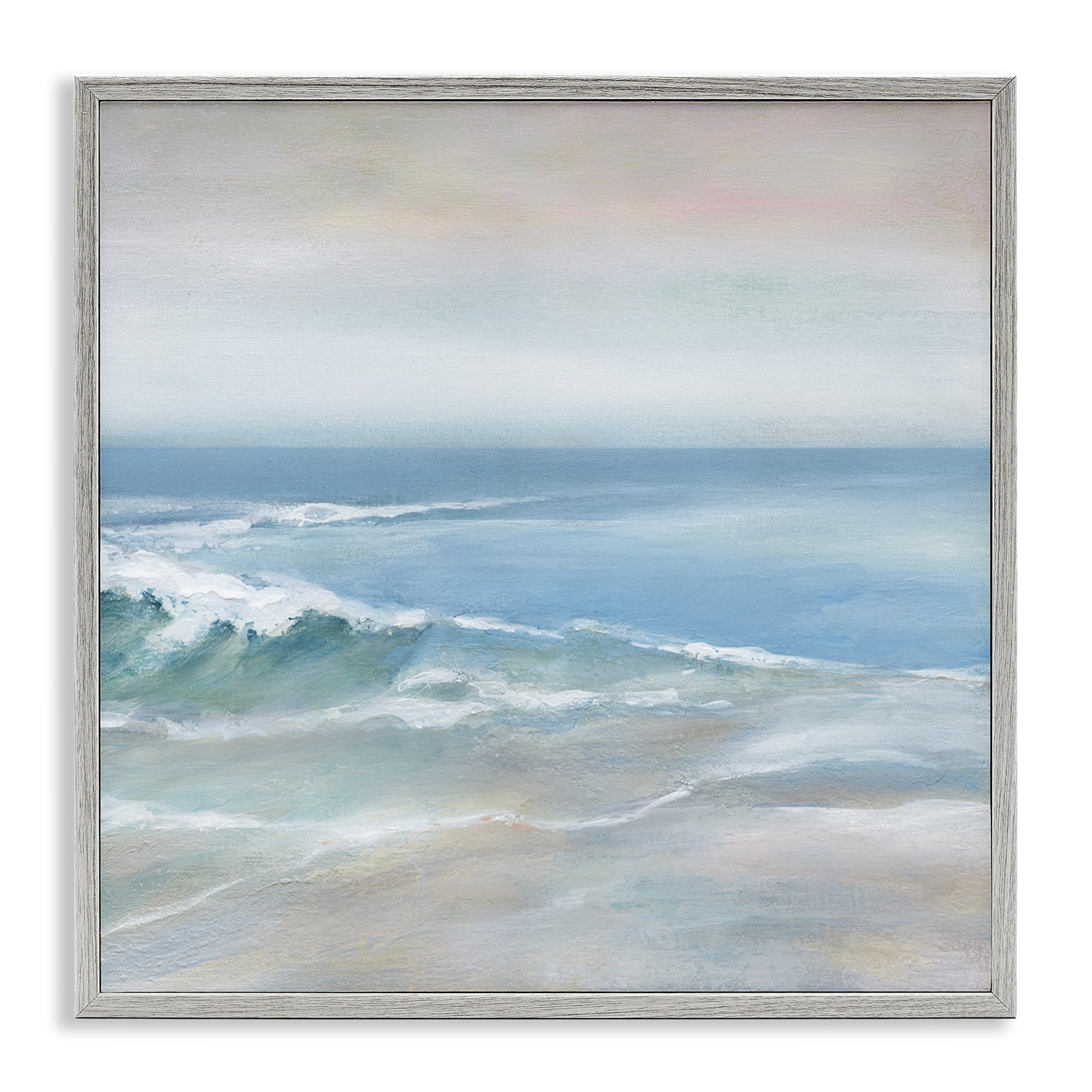 Stupell Industries Cresting Waves Near Shore Nautical & Beach Painting Gray Framed Art Print Wall Art, 12 x 12