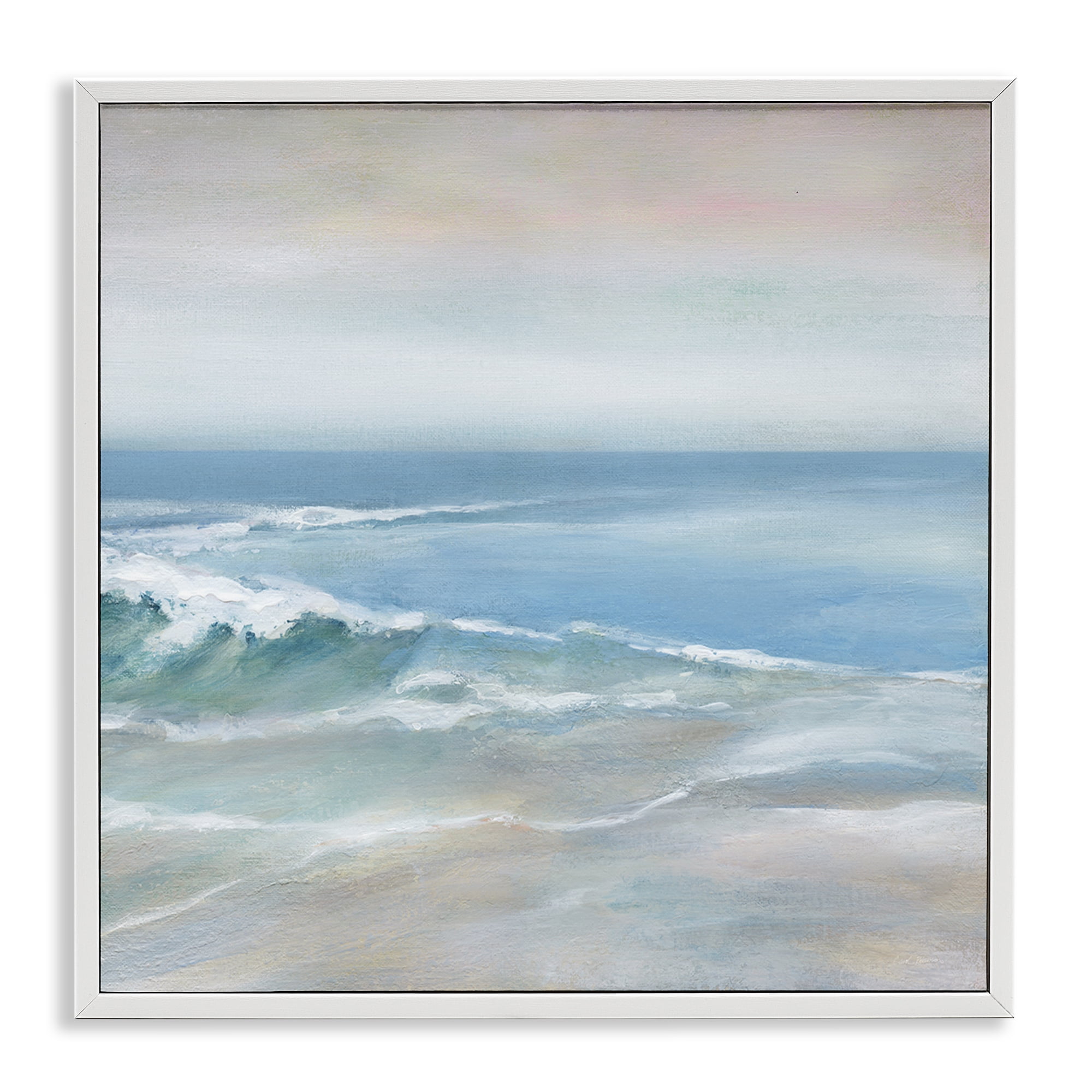 Stupell Industries Cresting Waves Near Shore Nautical & Beach Painting White Framed Art Print Wall Art, 12 x 12