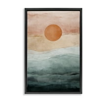 Stupell Industries Crimson Orb Landscape Landscape Painting Black Floater Framed Canvas Art Print Wall Art, 17 x 25