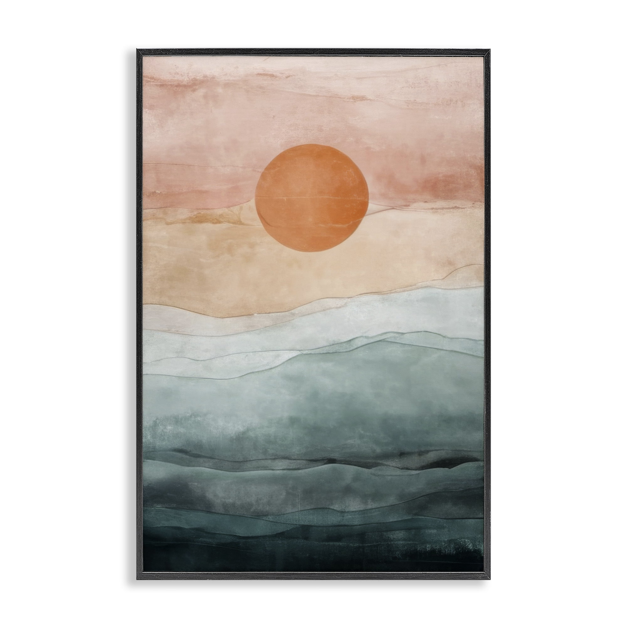 Stupell Industries Crimson Orb Landscape Landscape Painting Black Framed Art Print Wall Art, 20 x 30