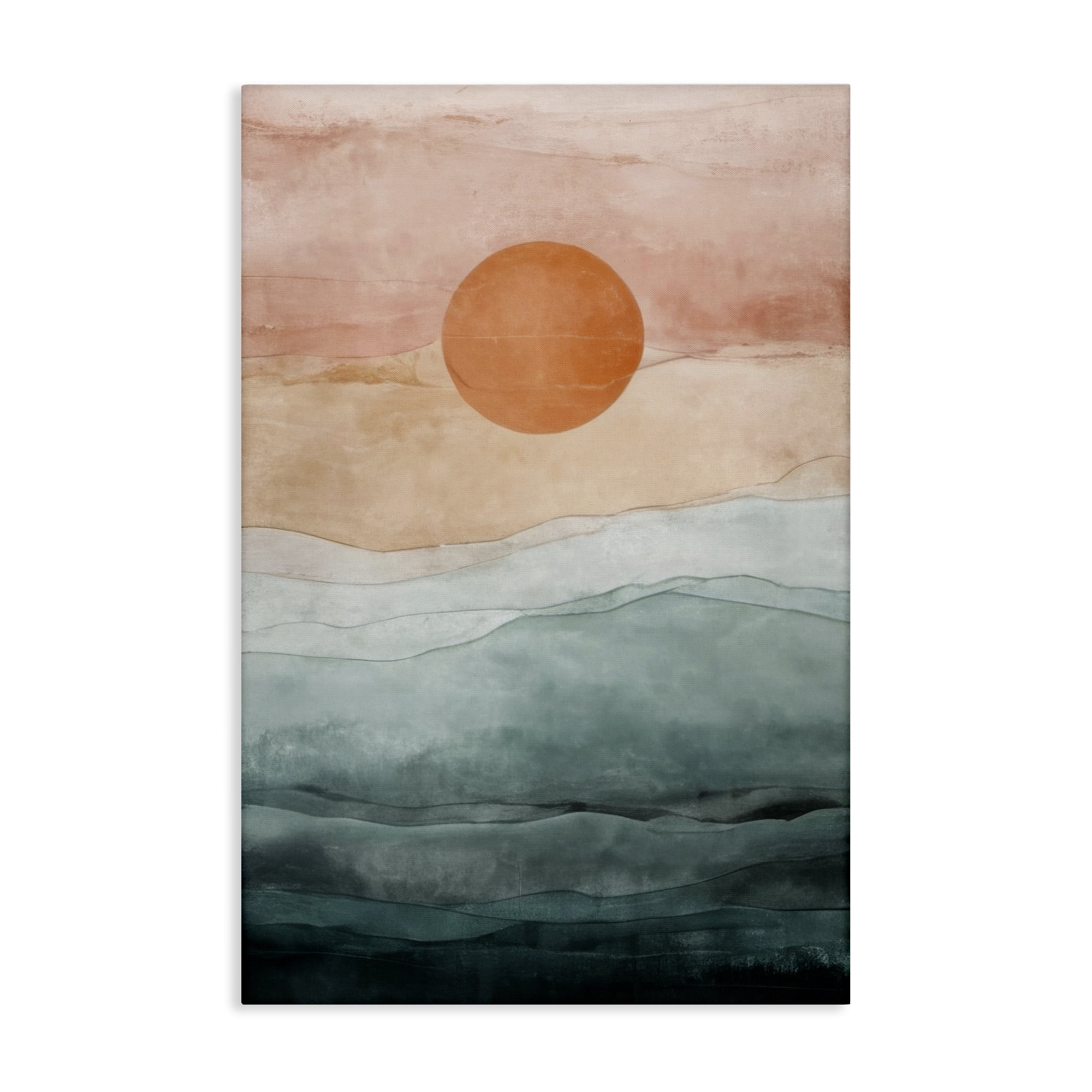 Stupell Industries Crimson Orb Landscape Landscape Painting Gallery Wrapped Canvas Art Print Wall Art, 16 x 24