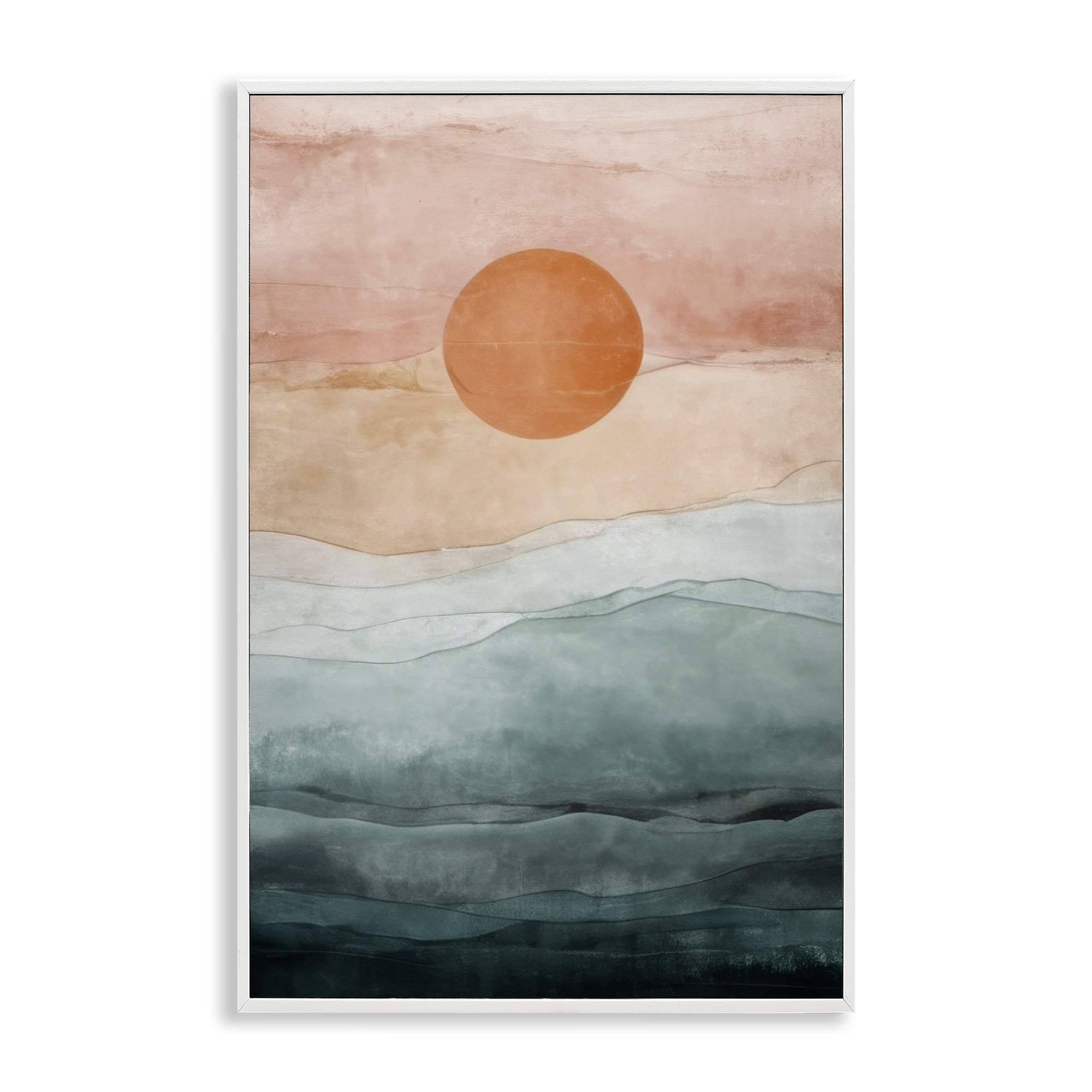 Stupell Industries Crimson Orb Landscape Landscape Painting White Framed Art Print Wall Art, 16 x 24