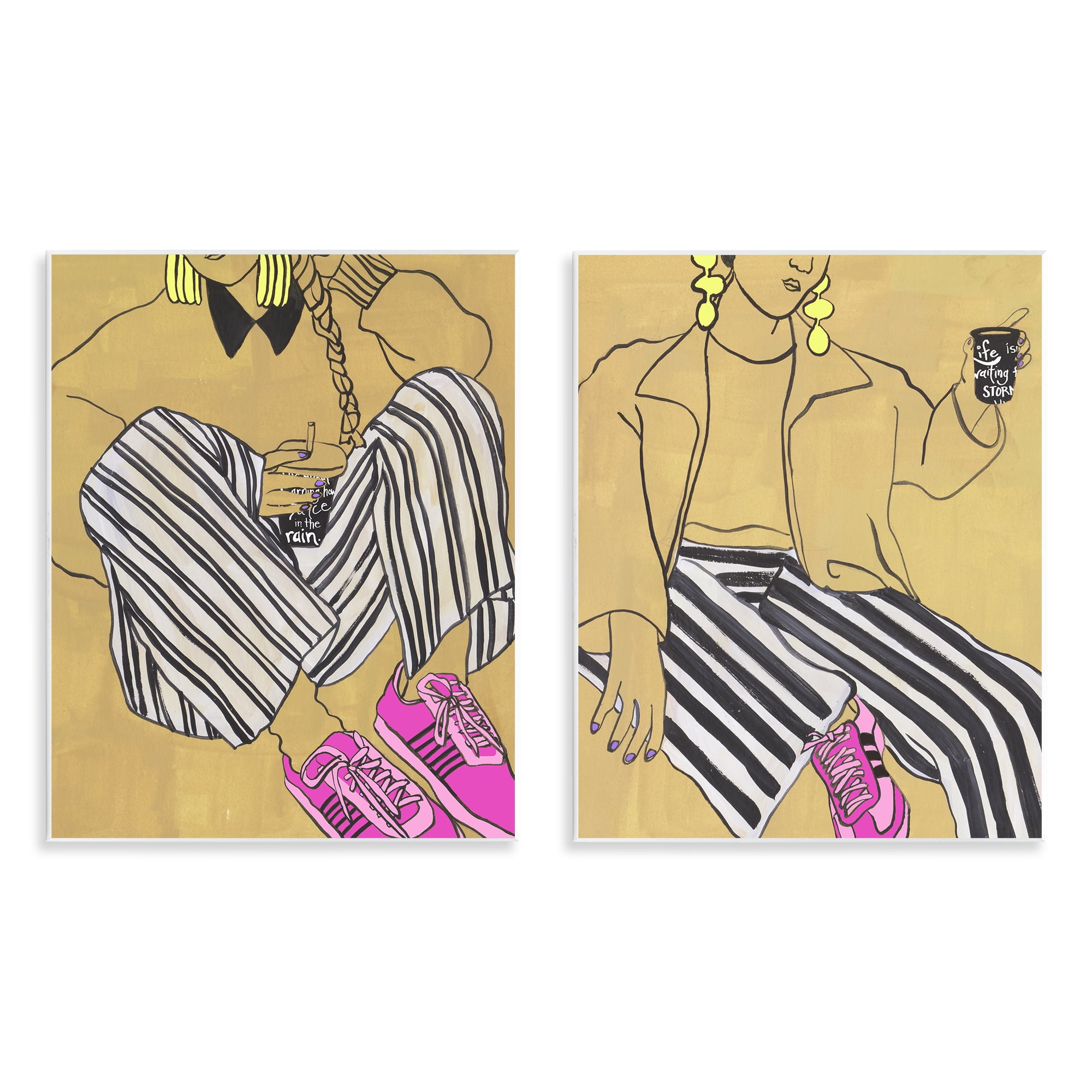 Stupell Industries Crimson Thread Fashion Poses 2 Piece Wall Plaque Art Set, design by Melissa Wang