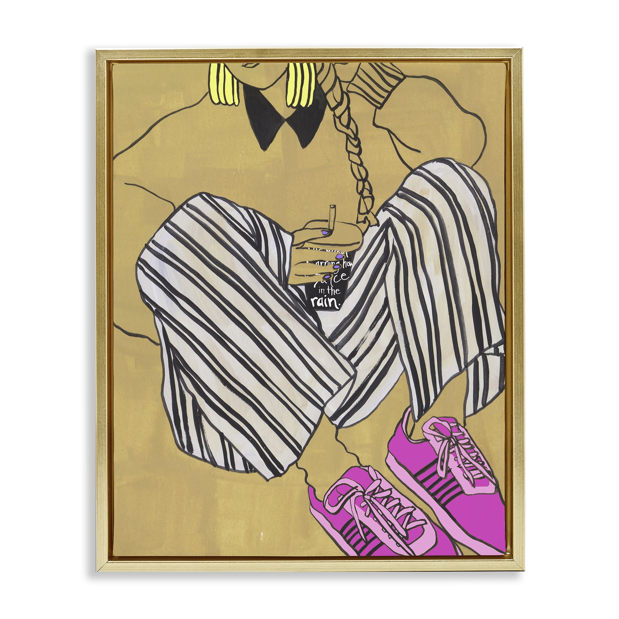 Stupell Industries Crimson Thread Fashionista Gold Framed Floater Canvas Wall Art, design by Melissa Wang