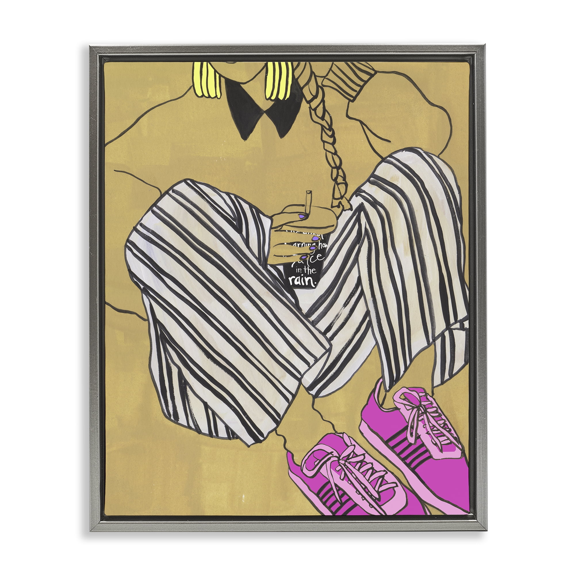 Stupell Industries Crimson Thread Fashionista Gray Framed Floater Canvas Wall Art, design by Melissa Wang