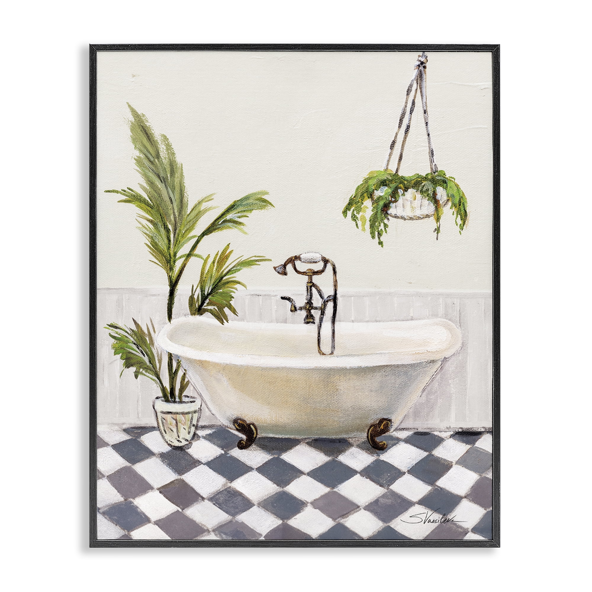Stupell Industries Crisp Cottage Bathroom Bath & Laundry Painting Black Framed Art Print Wall Art, 24 x 30