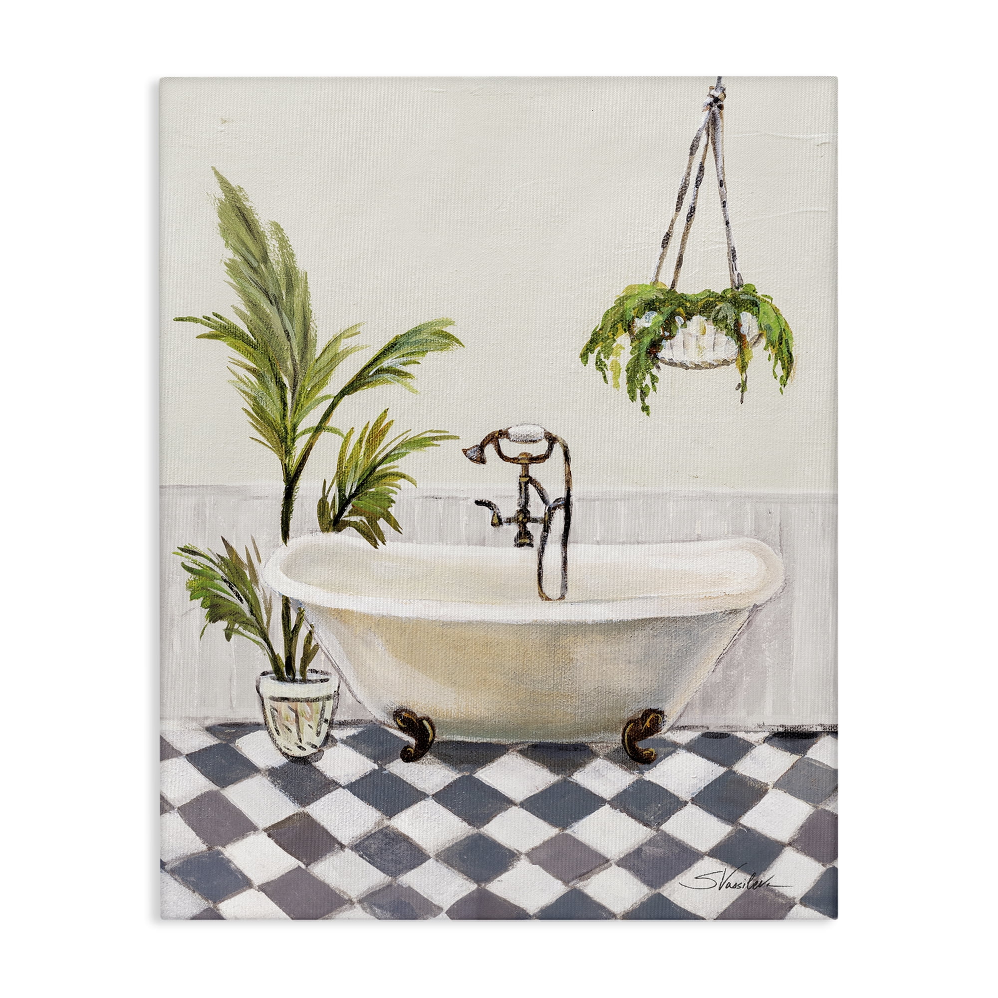 Stupell Industries Crisp Cottage Bathroom Bath & Laundry Painting Wrapped Canvas Art Print Wall Art, 16 x 20