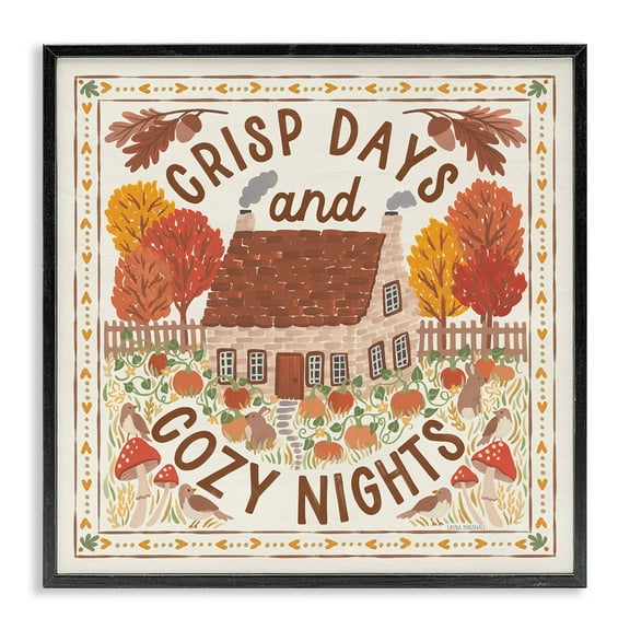 Stupell Industries Crisp Days & Cozy Nights Landscape Painting Black Framed Art Print Wall Art, 12 x 12