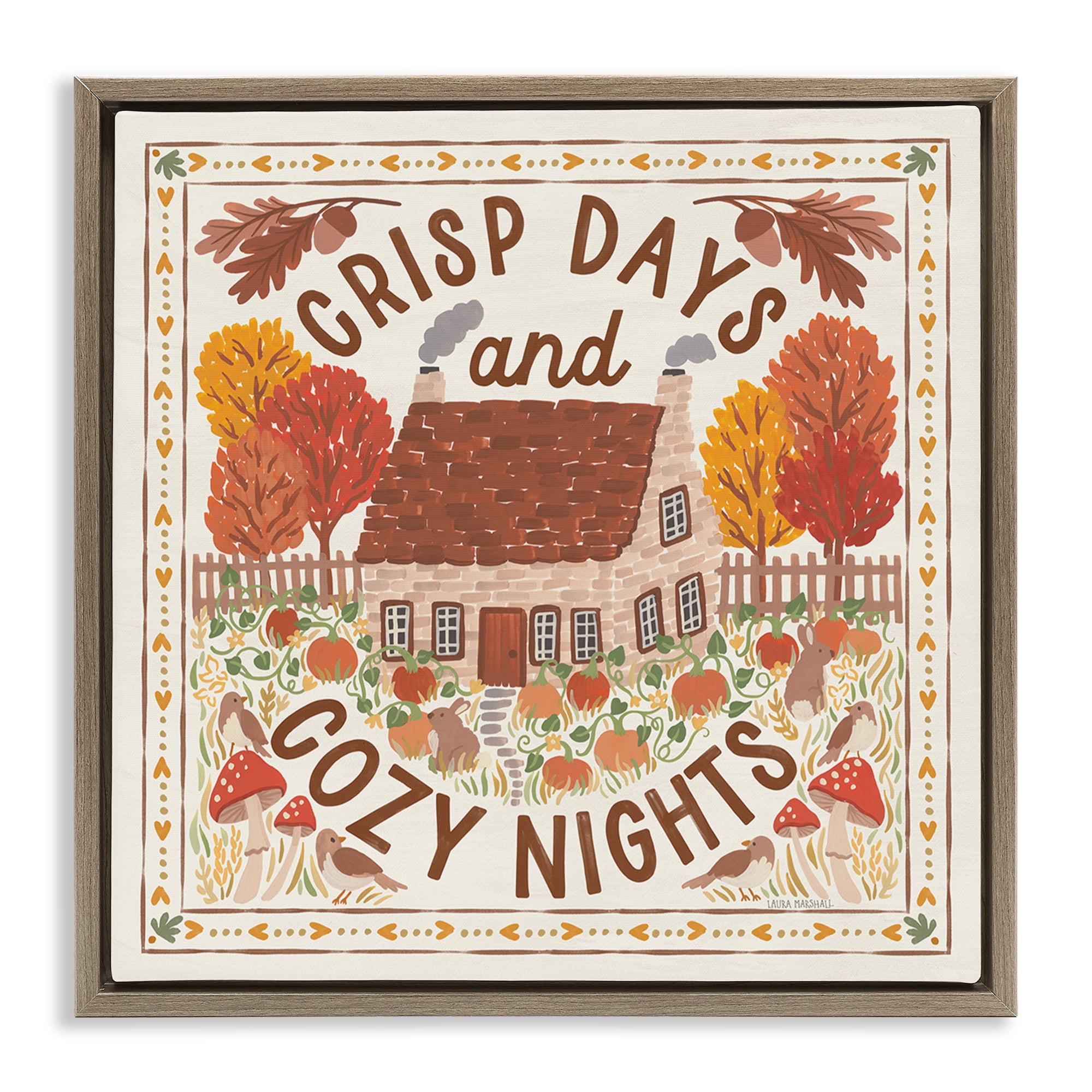 Stupell Industries Crisp Days & Cozy Nights Landscape Painting Brown Floater Framed Art Print Wall Art, 18 x 18