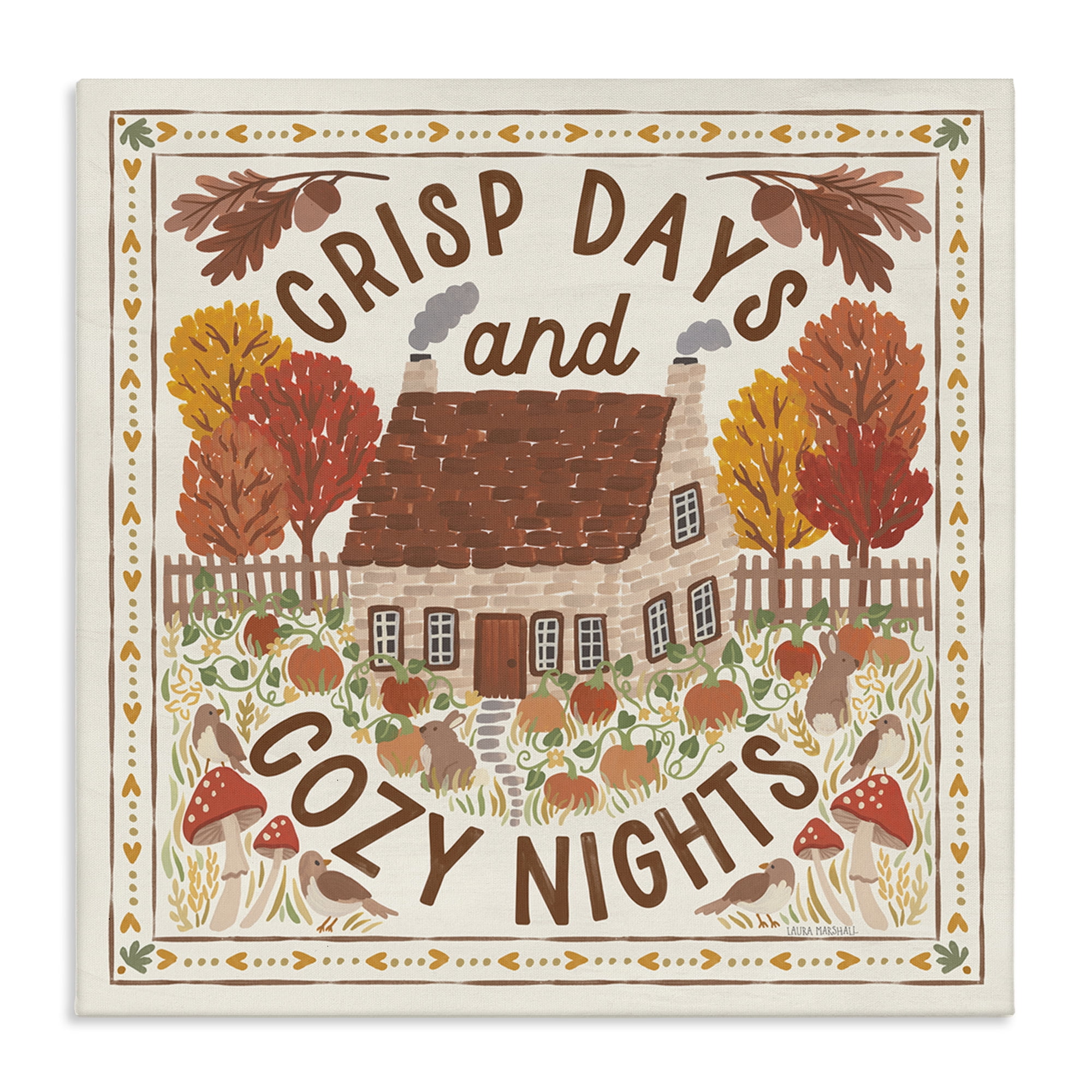Stupell Industries Crisp Days & Cozy Nights Landscape Painting Gallery Wrapped Canvas Art Print Wall Art, 17 x 17