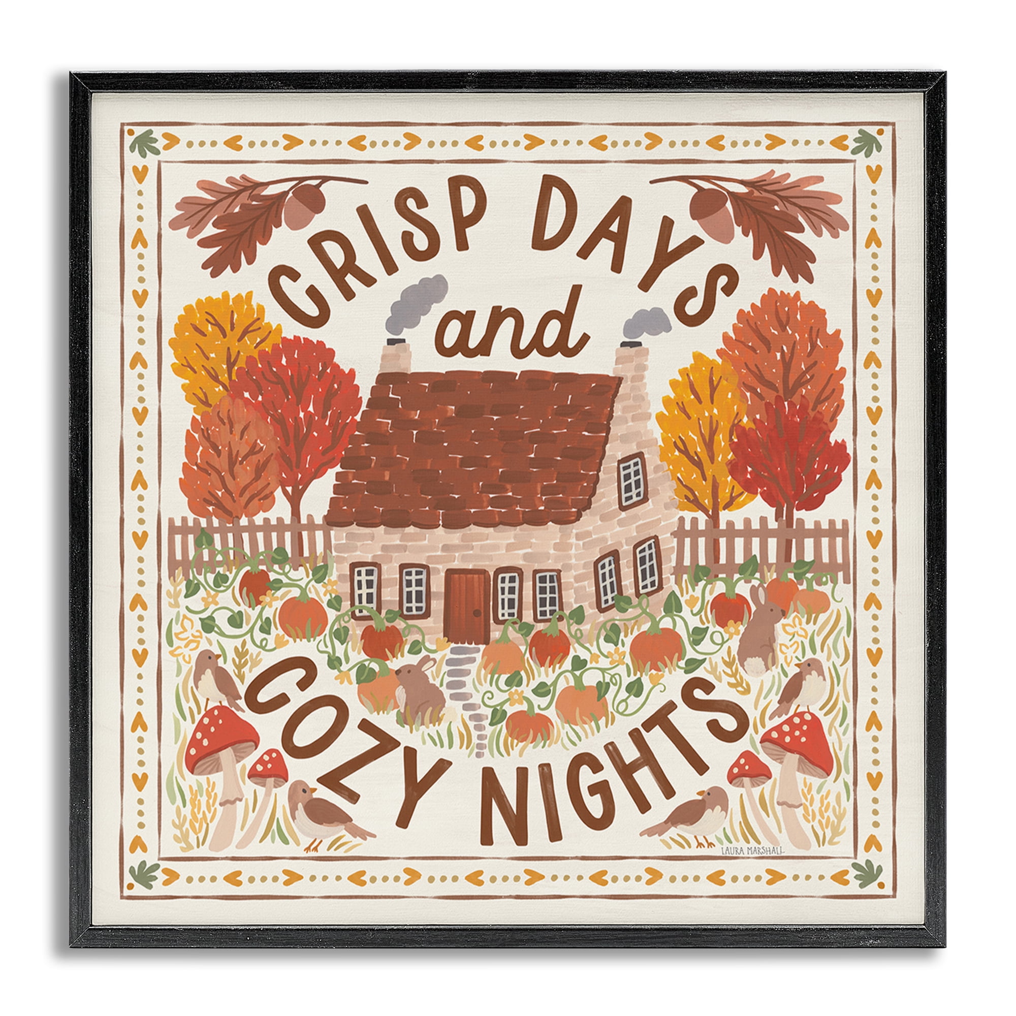Stupell Industries Crisp Days & Cozy Nights Landscape Painting Gray Framed Art Print Wall Art, 12 x 12