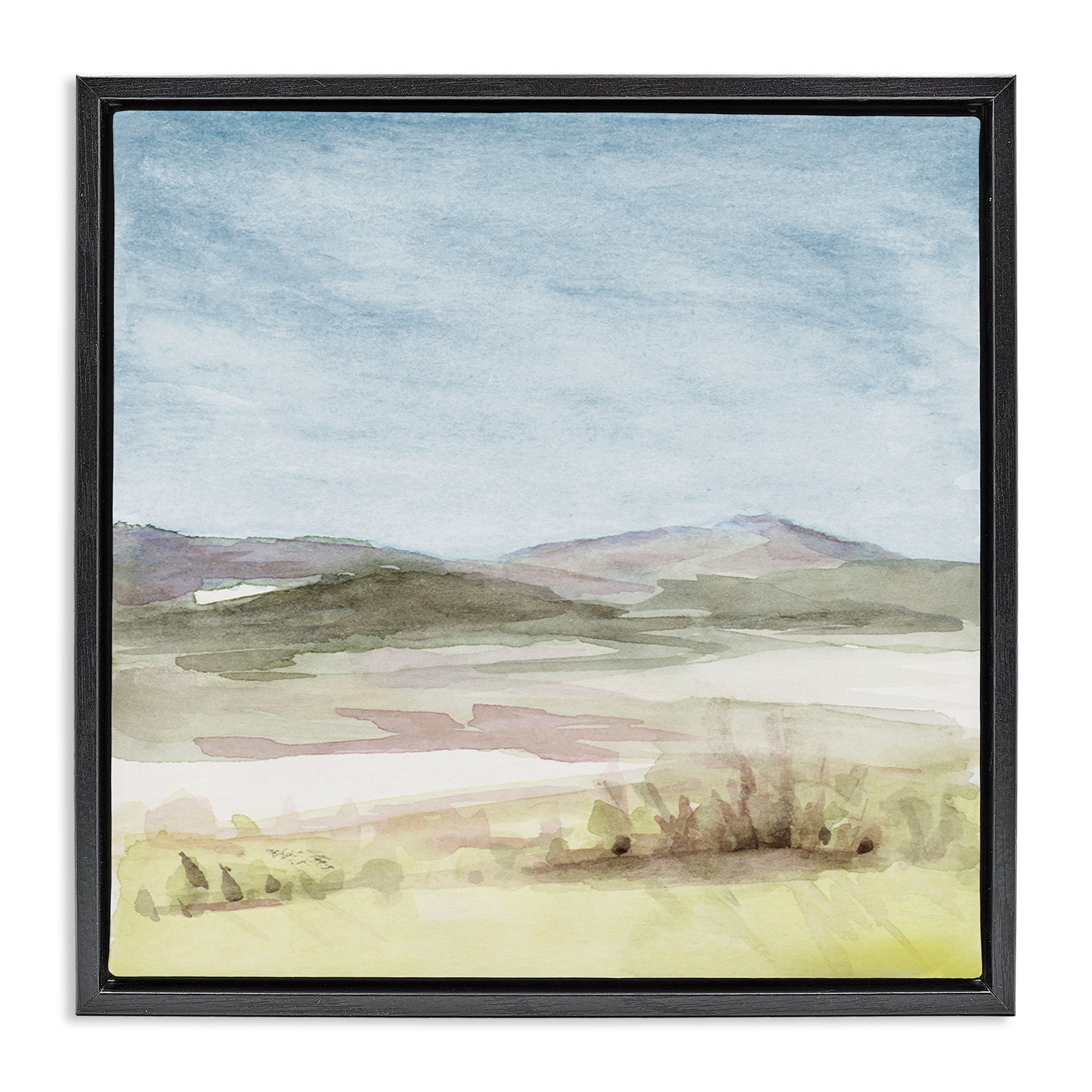 Stupell Industries Crisp Morning Mountains Landscape & Nature Painting Black Floater Framed Canvas Art Print Wall Art, 18 x 18