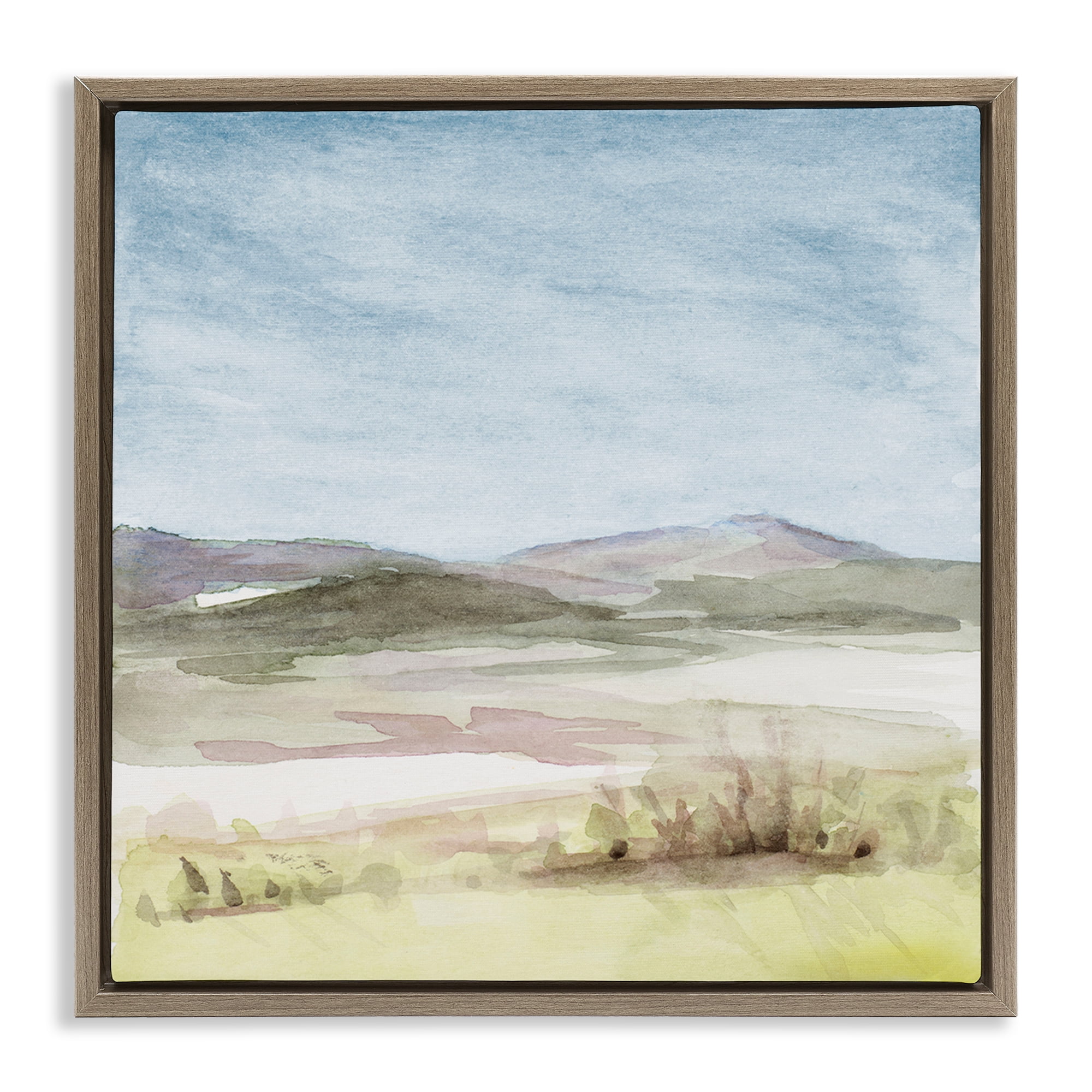 Stupell Industries Crisp Morning Mountains Landscape & Nature Painting Brown Floater Framed Canvas Art Print Wall Art, 25 x 25
